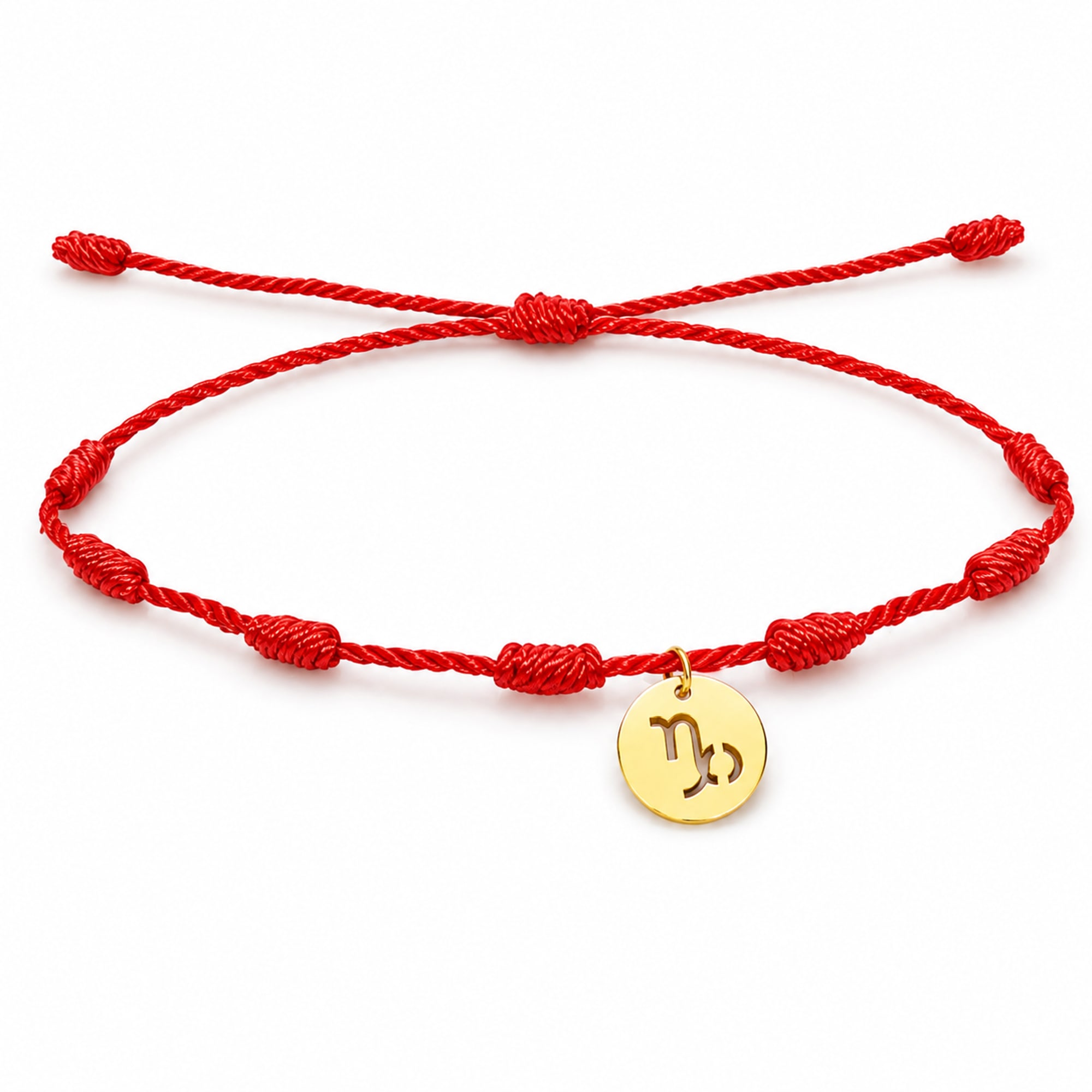 PULSERA 7 NUDOS CON CAPRICORNIO ACERO. COLOR DORADO