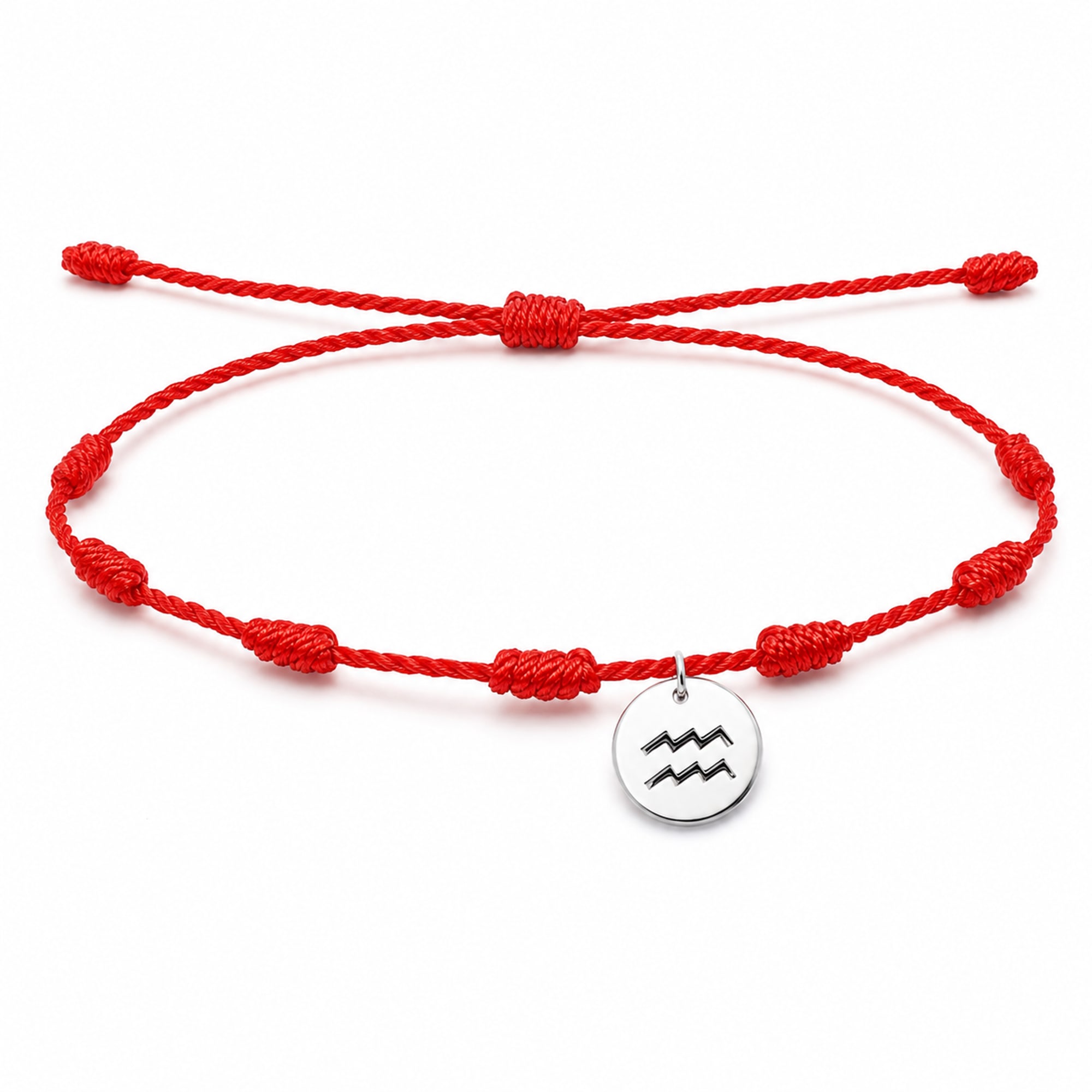 PULSERA 7 NUDOS CON ACUARIO ACERO. COLOR PLATEADO