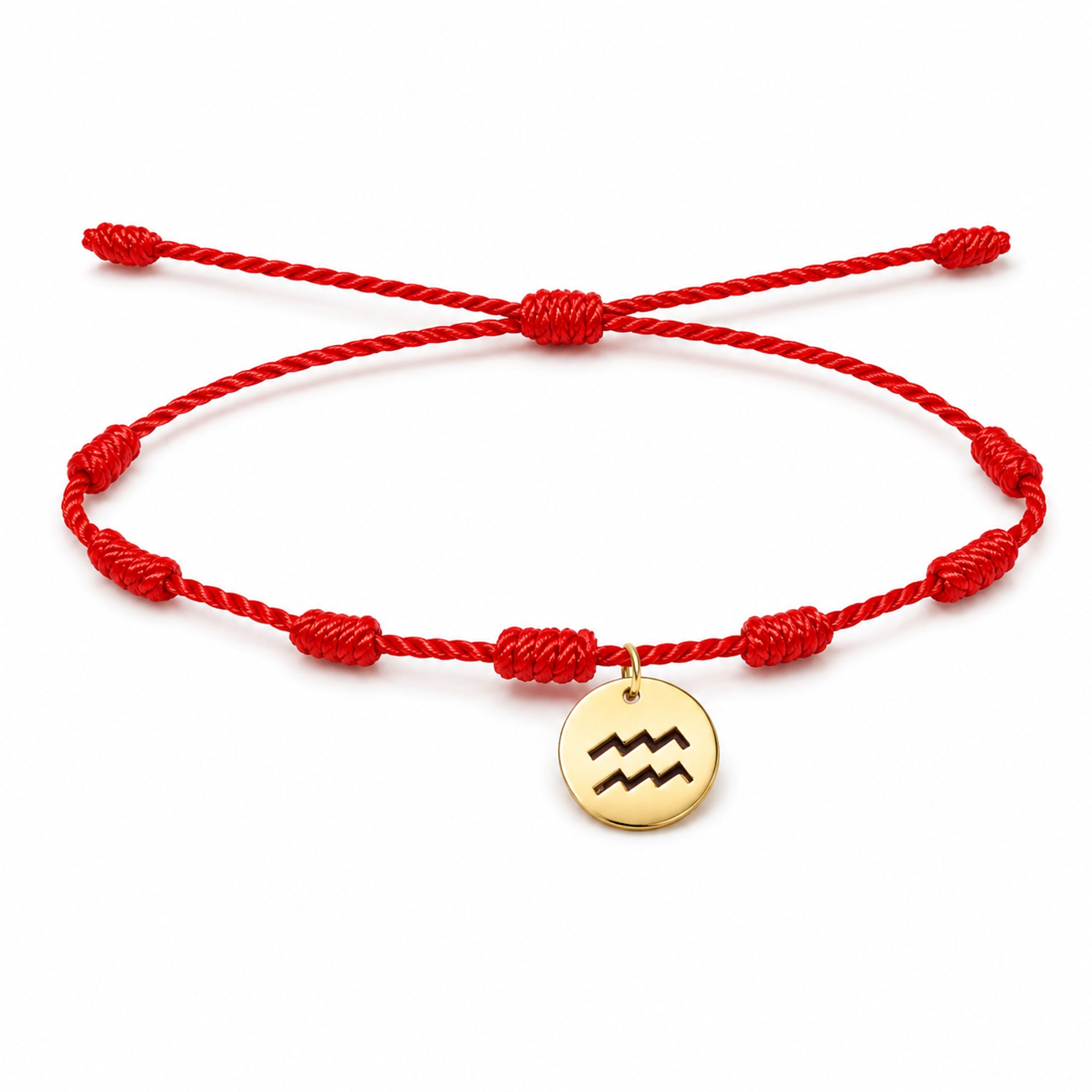PULSERA 7 NUDOS CON ACUARIO ACERO. COLOR DORADO