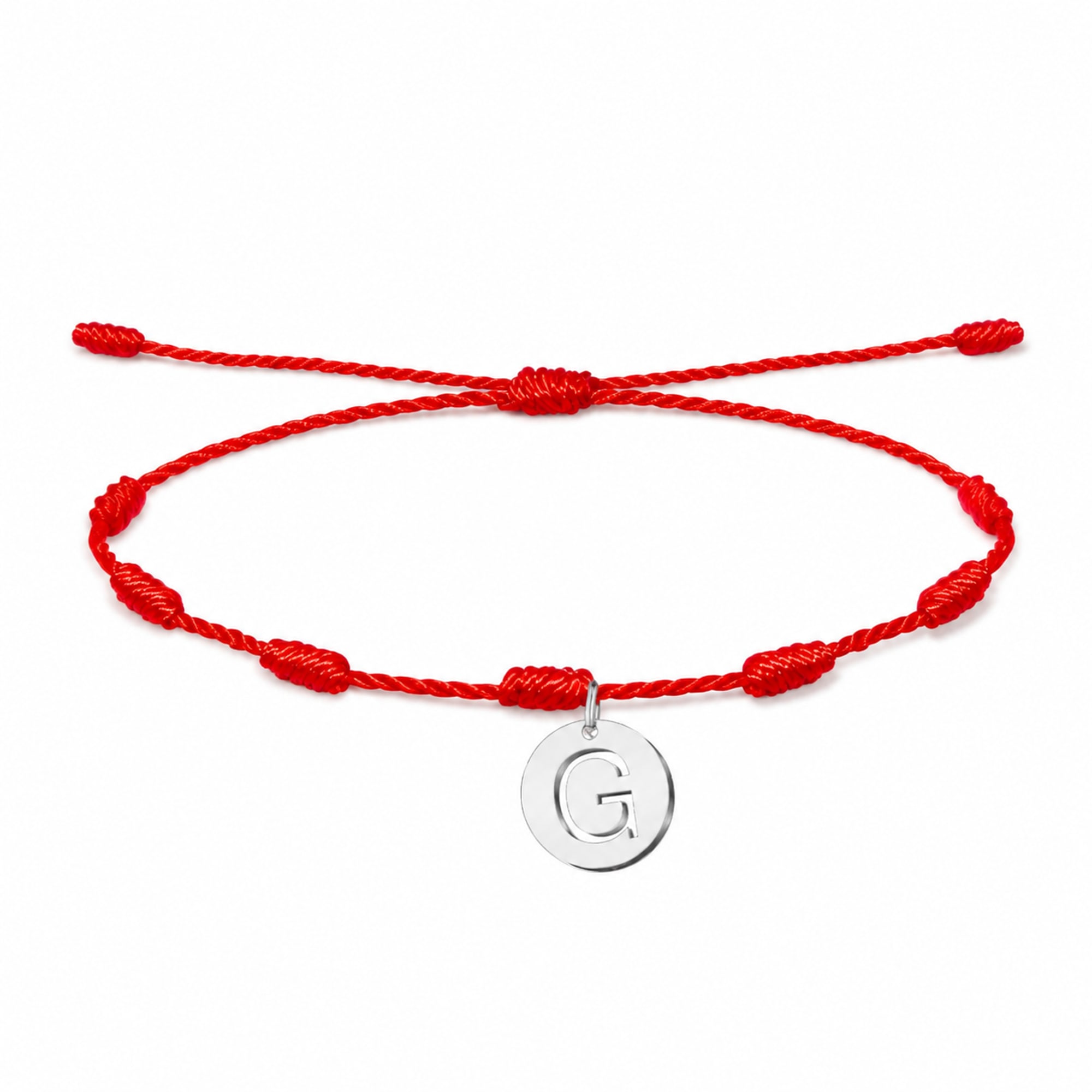 PULSERA 7 NUDOS CON LETRA G COLOR PLATEADO