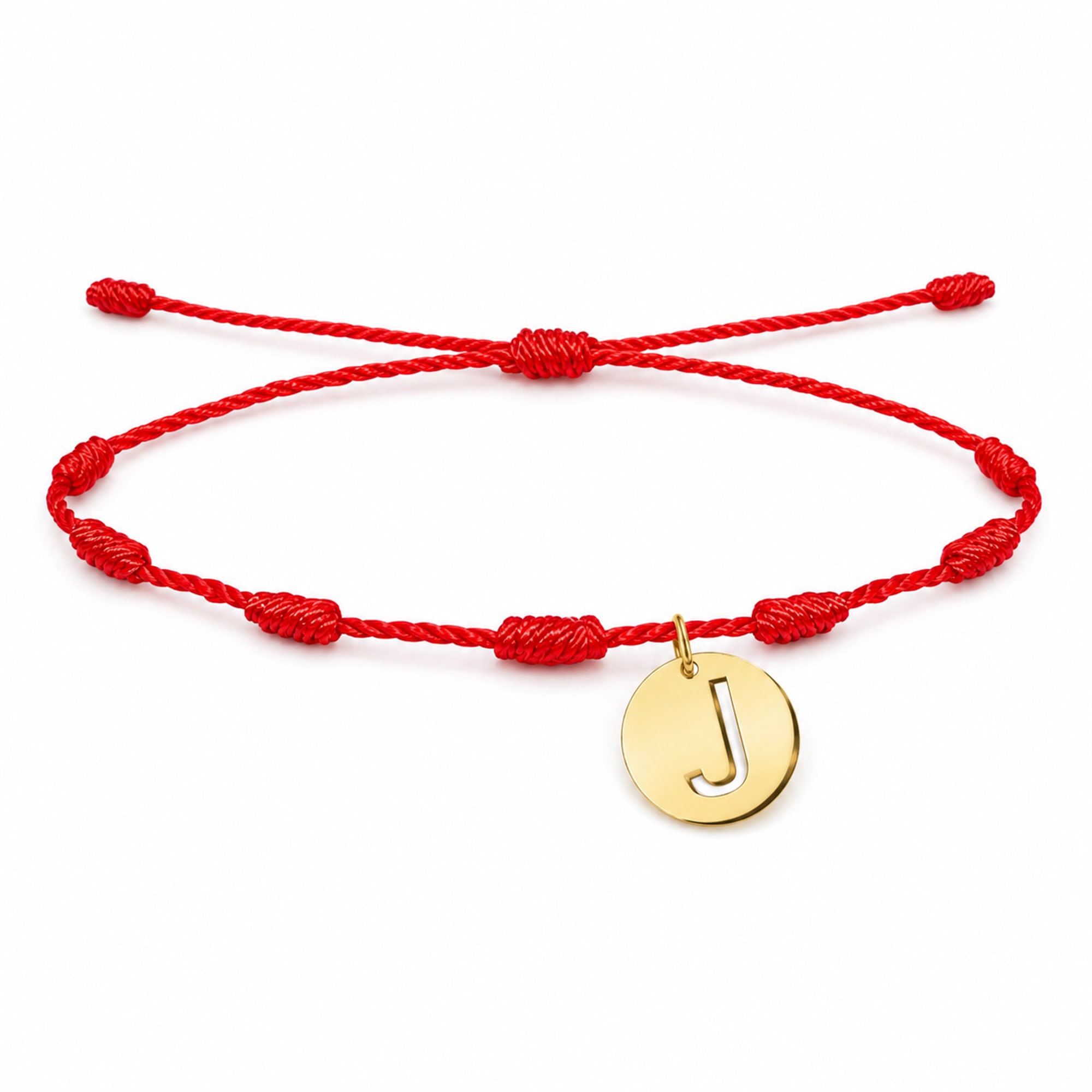 PULSERA 7 NUDOS CON LETRA J COLOR DORADO