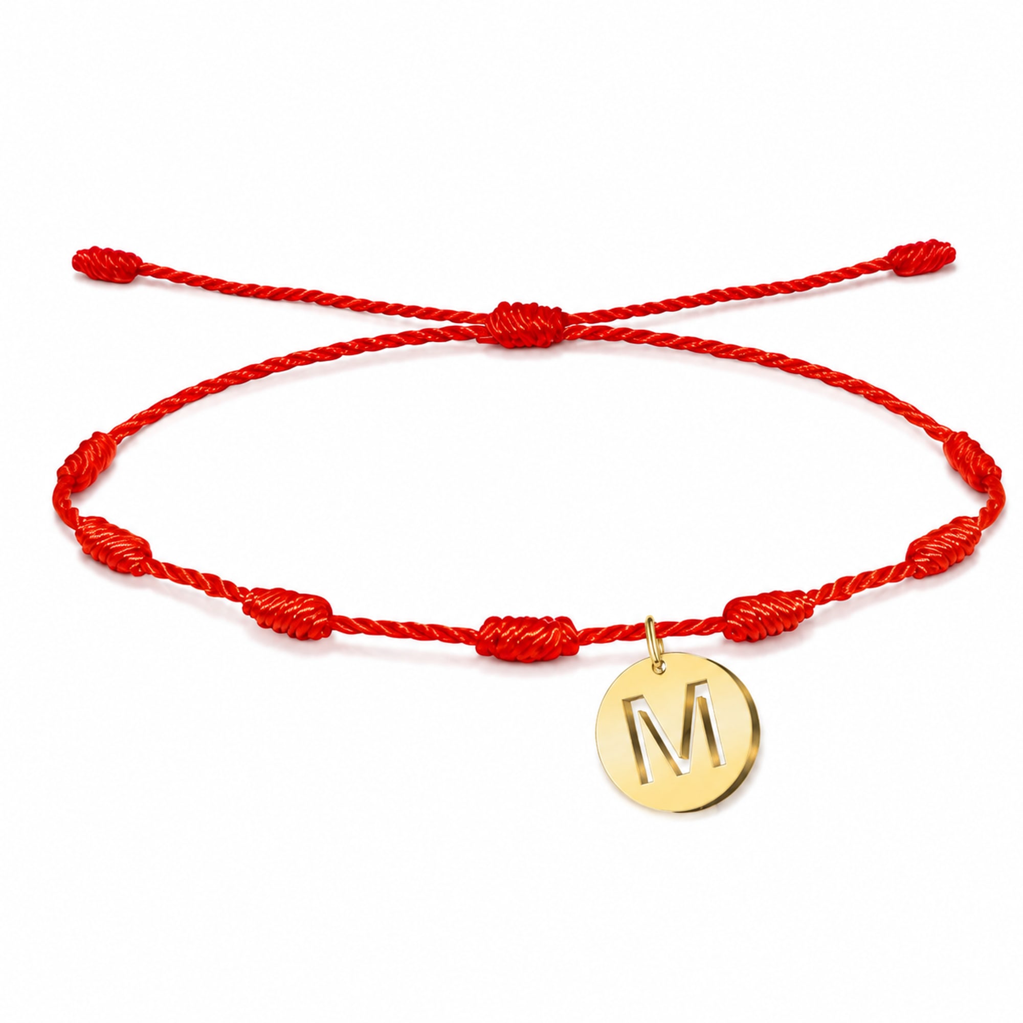 PULSERA 7 NUDOS CON LETRA M COLOR DORADO