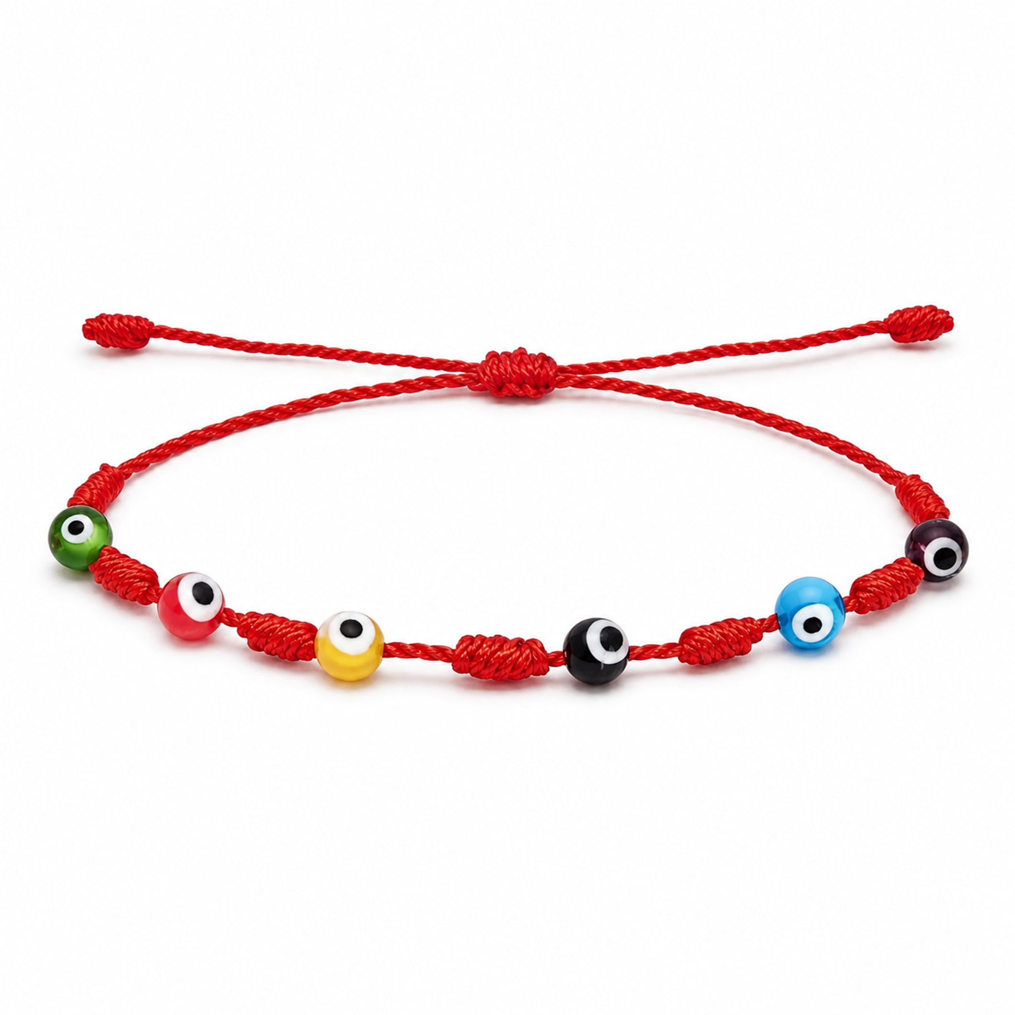 PULSERA 7 NUDOS CON 6 OJO DE TURCO MULTICOLOR
