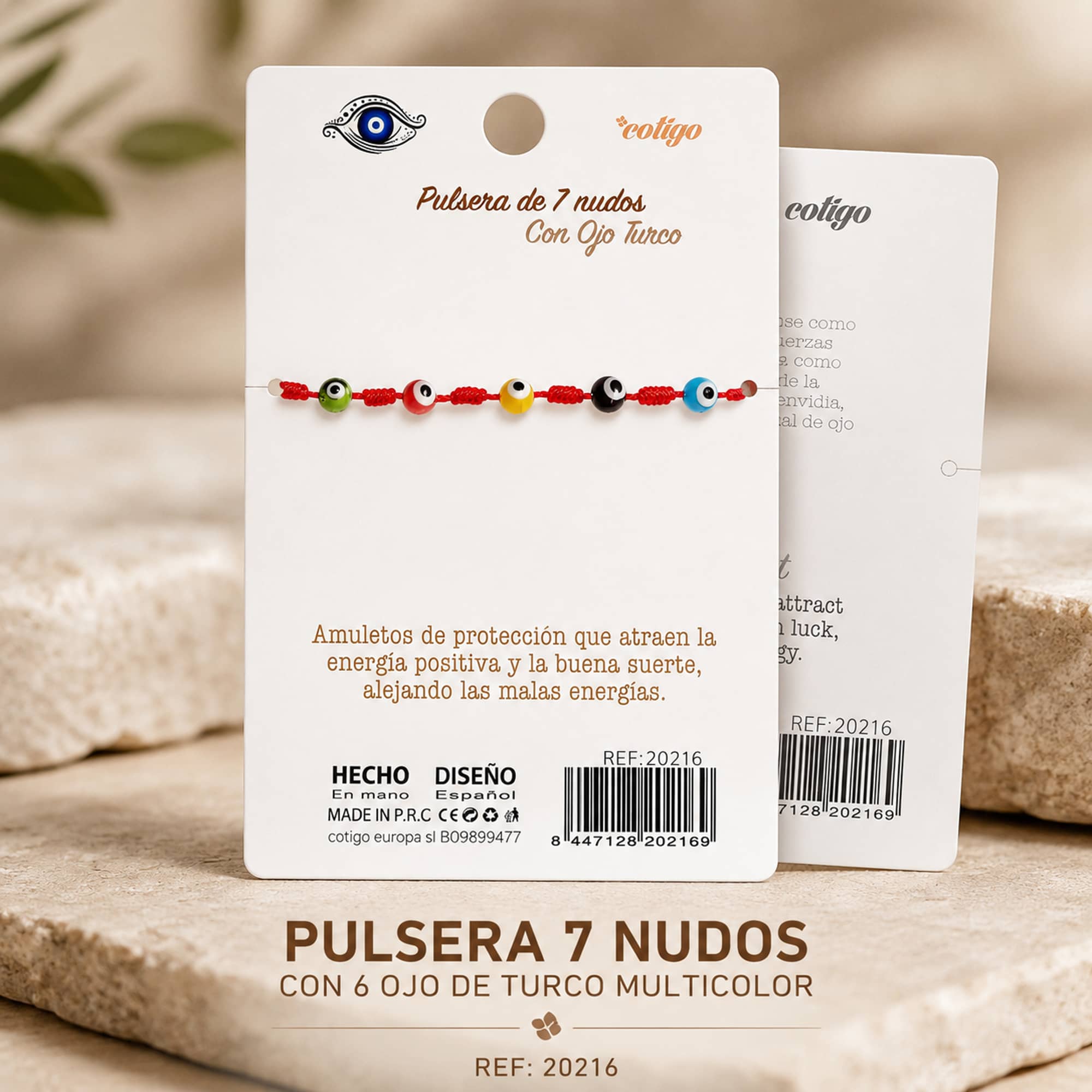 PULSERA 7 NUDOS CON 6 OJO DE TURCO MULTICOLOR