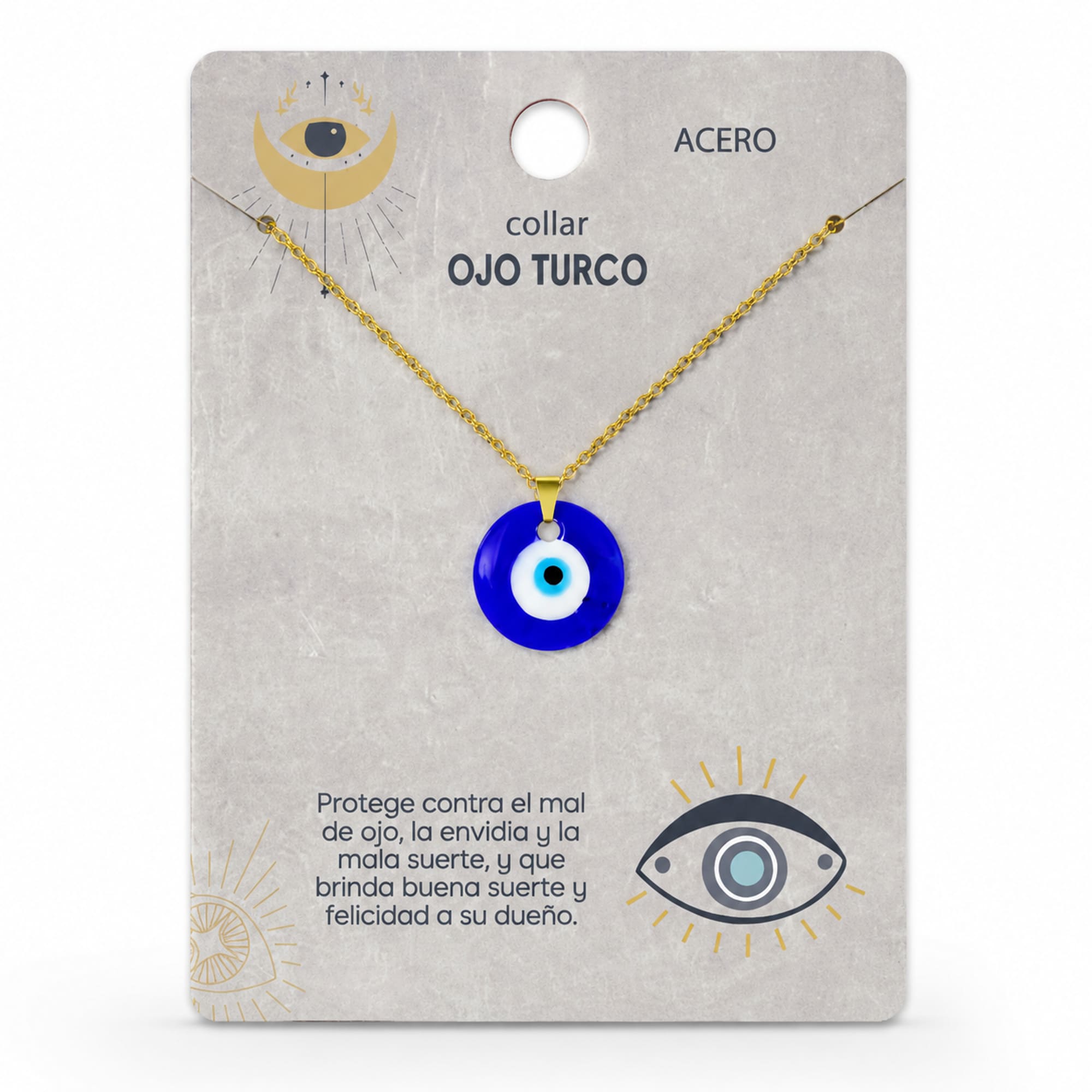 COLLAR OJO TURCO ACERO COLOR DORADO
