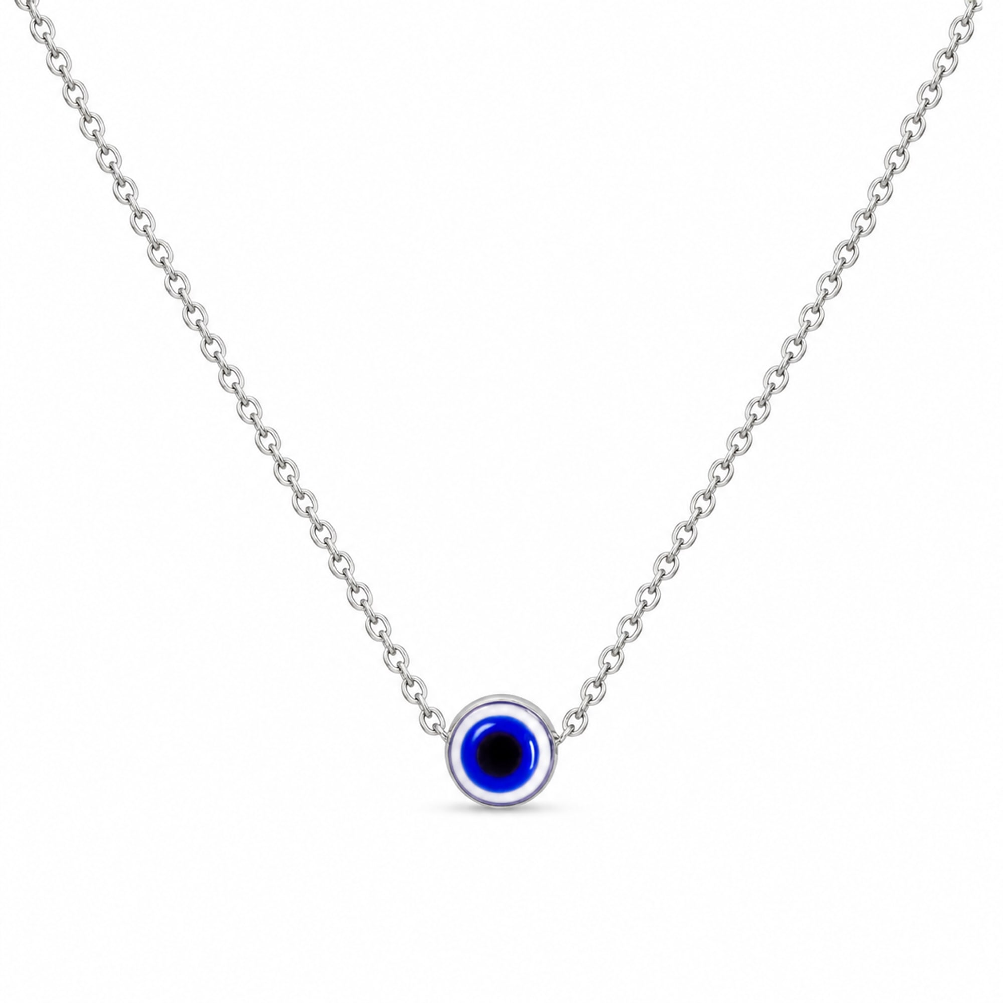 COLLAR OJO TURCO ACERO COLOR PLATEADO
