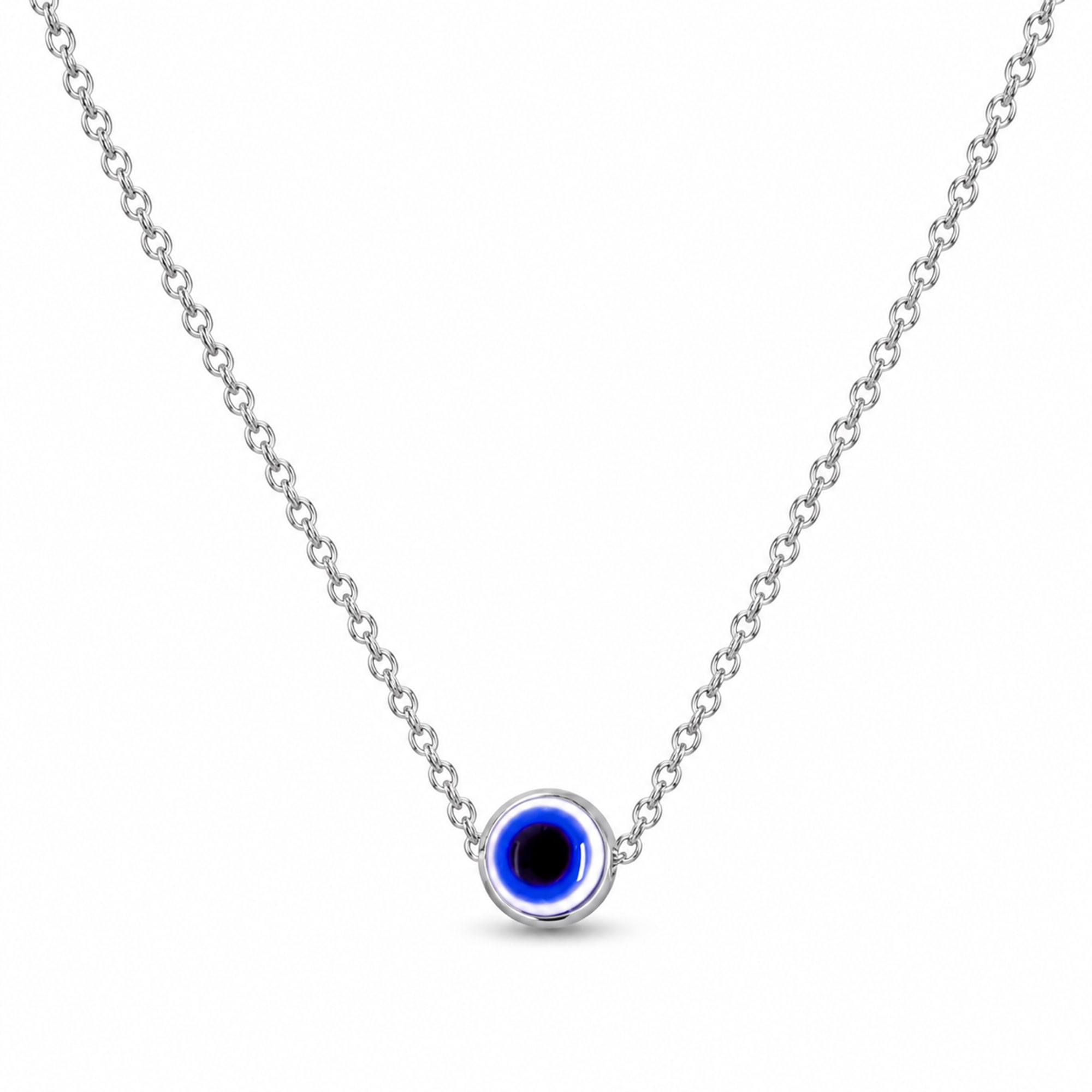 COLLAR OJO TURCO ACERO COLOR PLATEADO