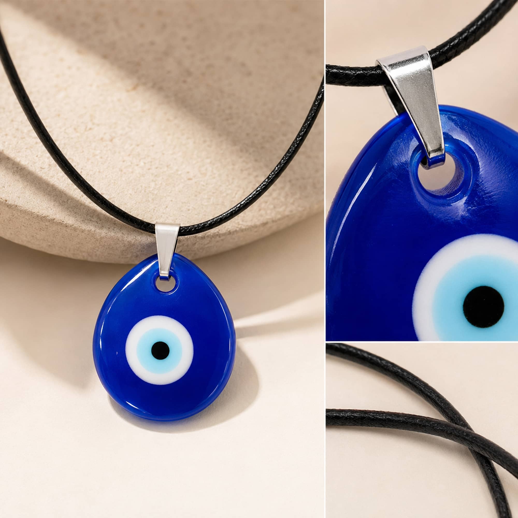 COLLAR OJO TURCO ACERO COLOR PLATEADO