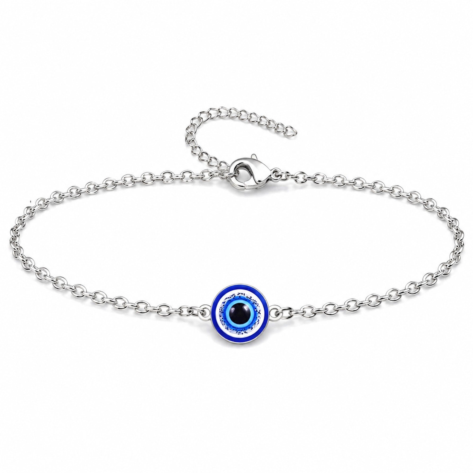 PULSERA OJO TURCO ACERO COLOR PLATEADO