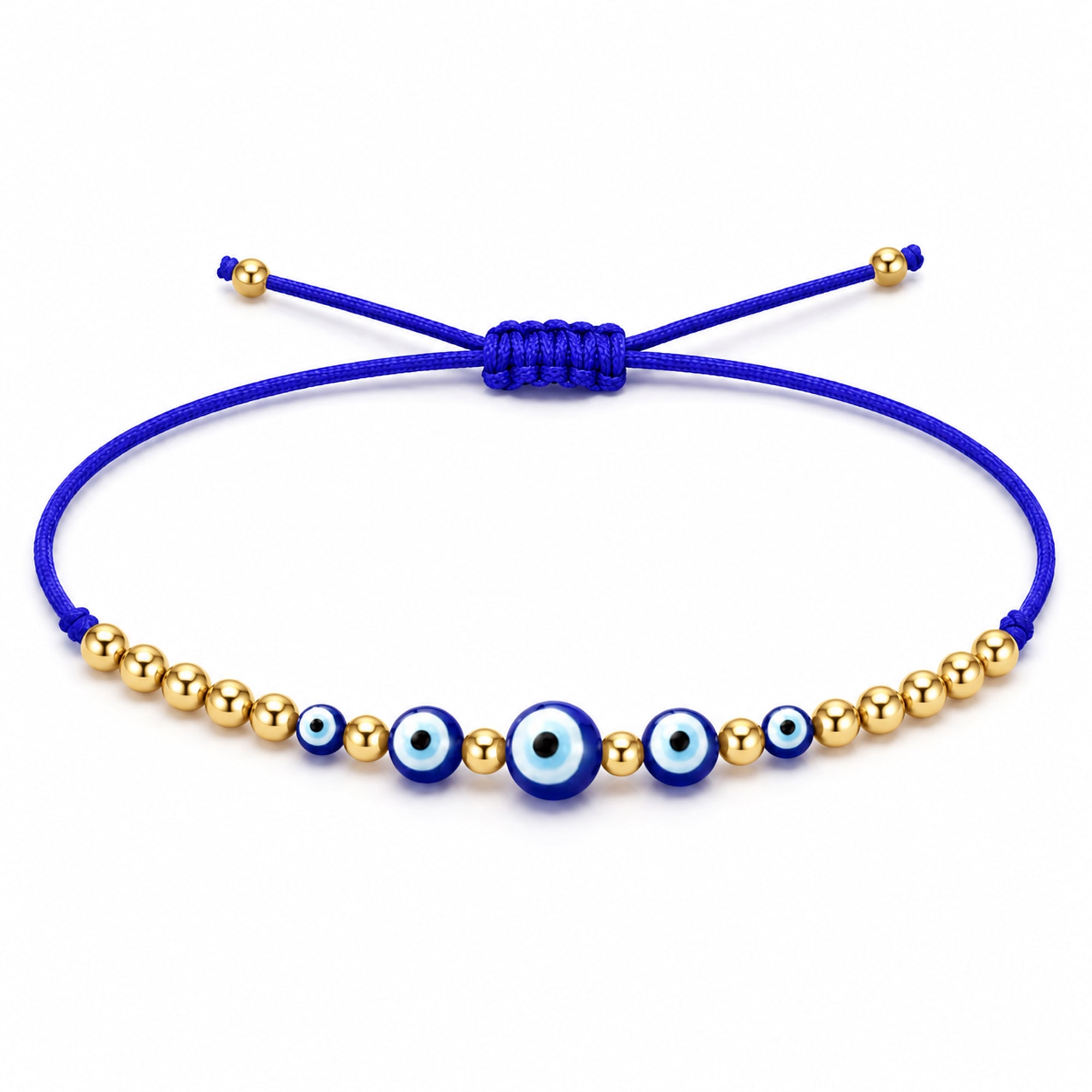 PULSERA OJO TURCO ACERO CON CORDON HILO ENCERADO