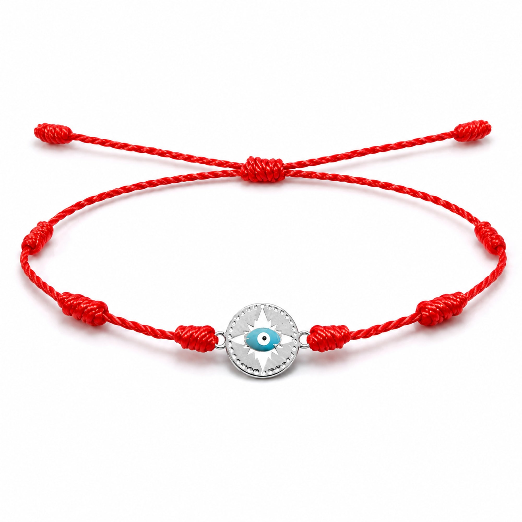 Pulsera 7 nudos con Ojo turco Acero Plateado