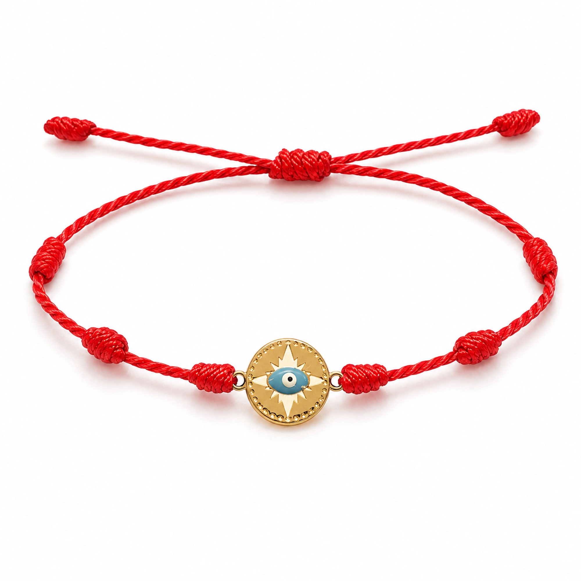 Pulsera 7 nudos con Ojo turco Acero Dorado
