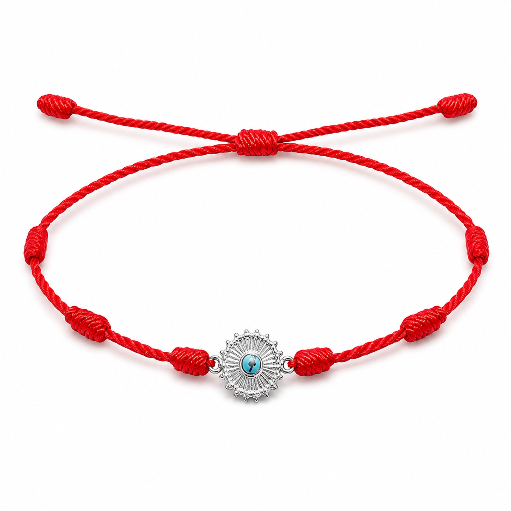 Pulsera 7 nudos con Ojo turco Acero Plateado