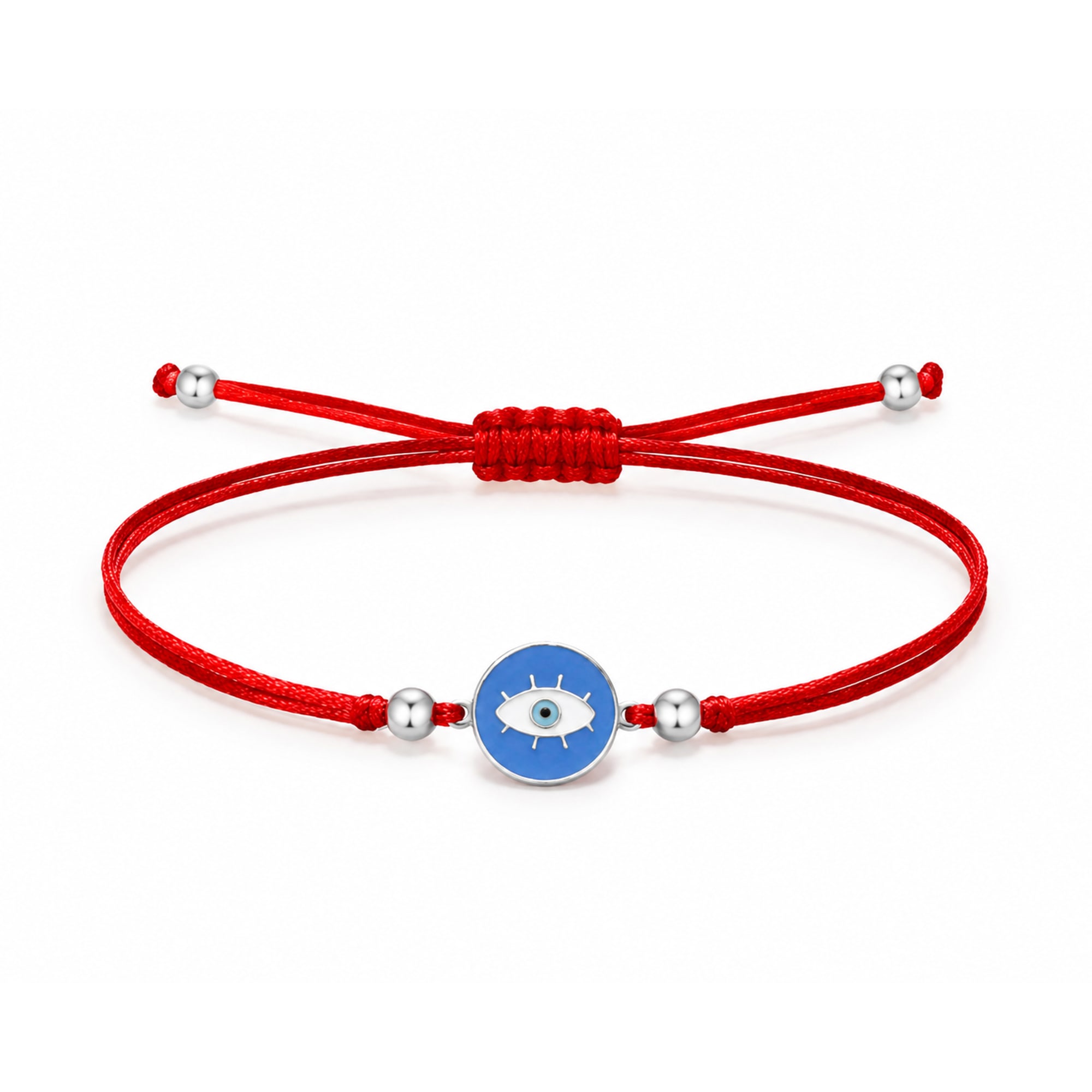 Pulsera Hilo encerado Rojo CON OJO TURCO Plateado
