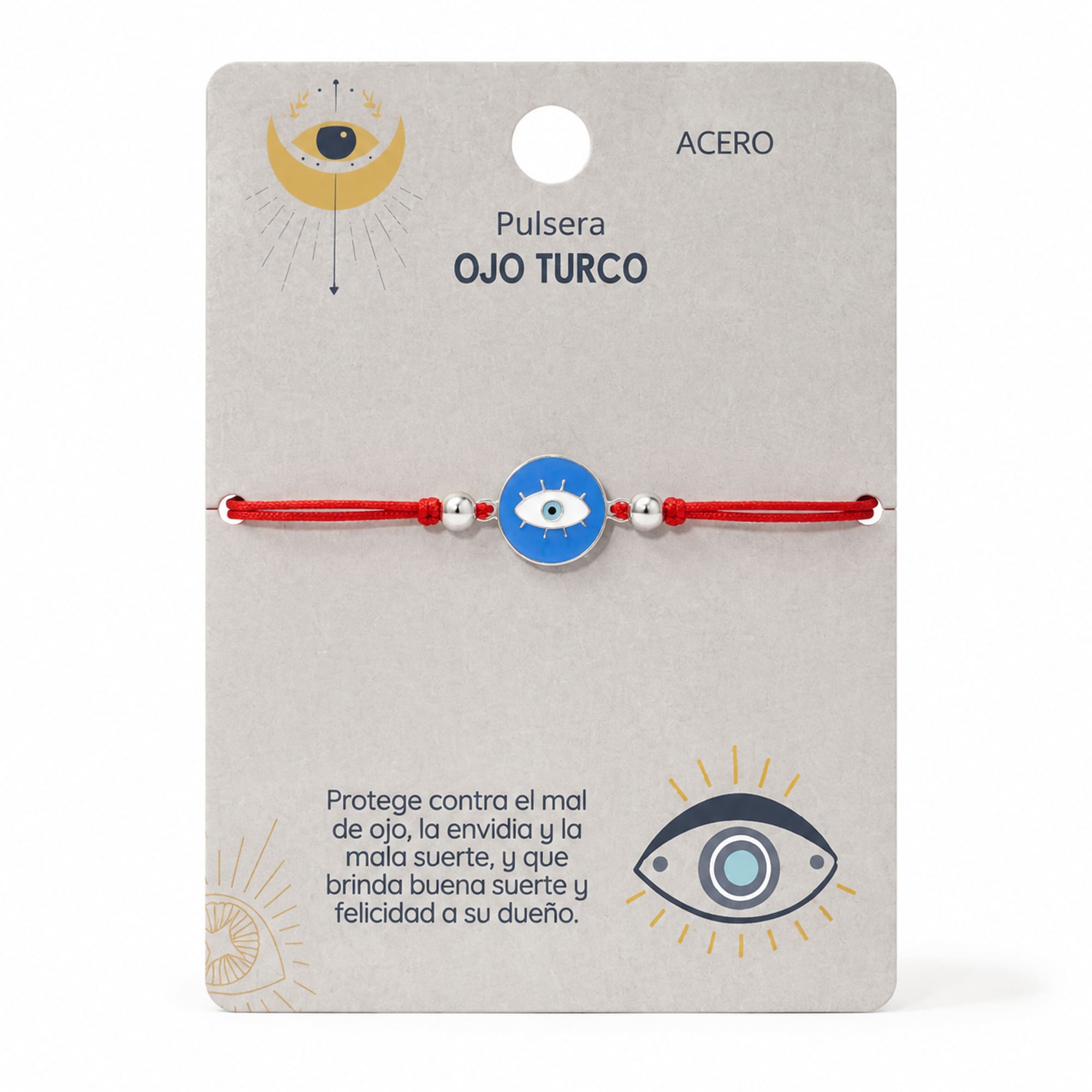 Pulsera Hilo encerado Rojo CON OJO TURCO Plateado
