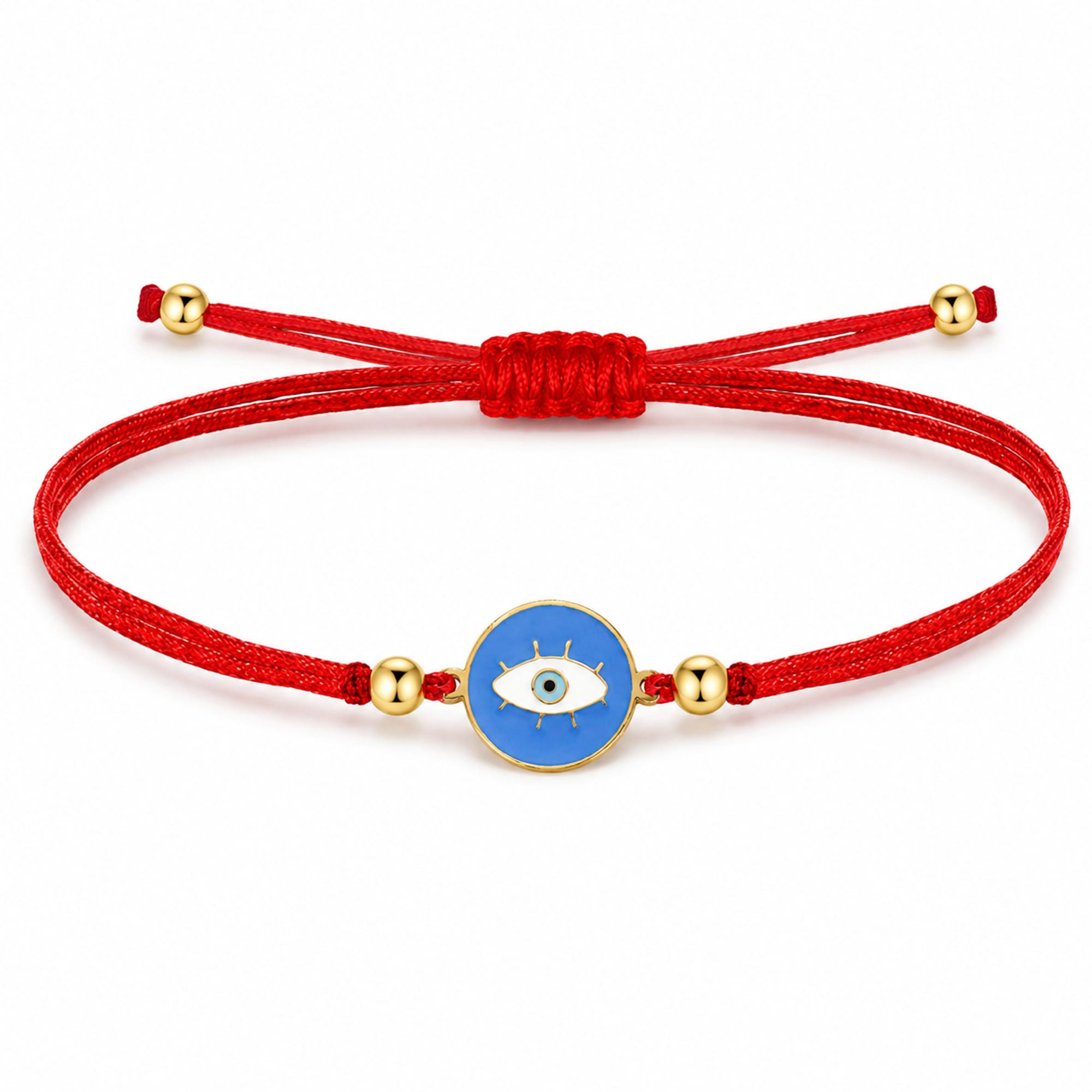 Pulsera Hilo encerado Rojo CON OJO TURCO Dorado