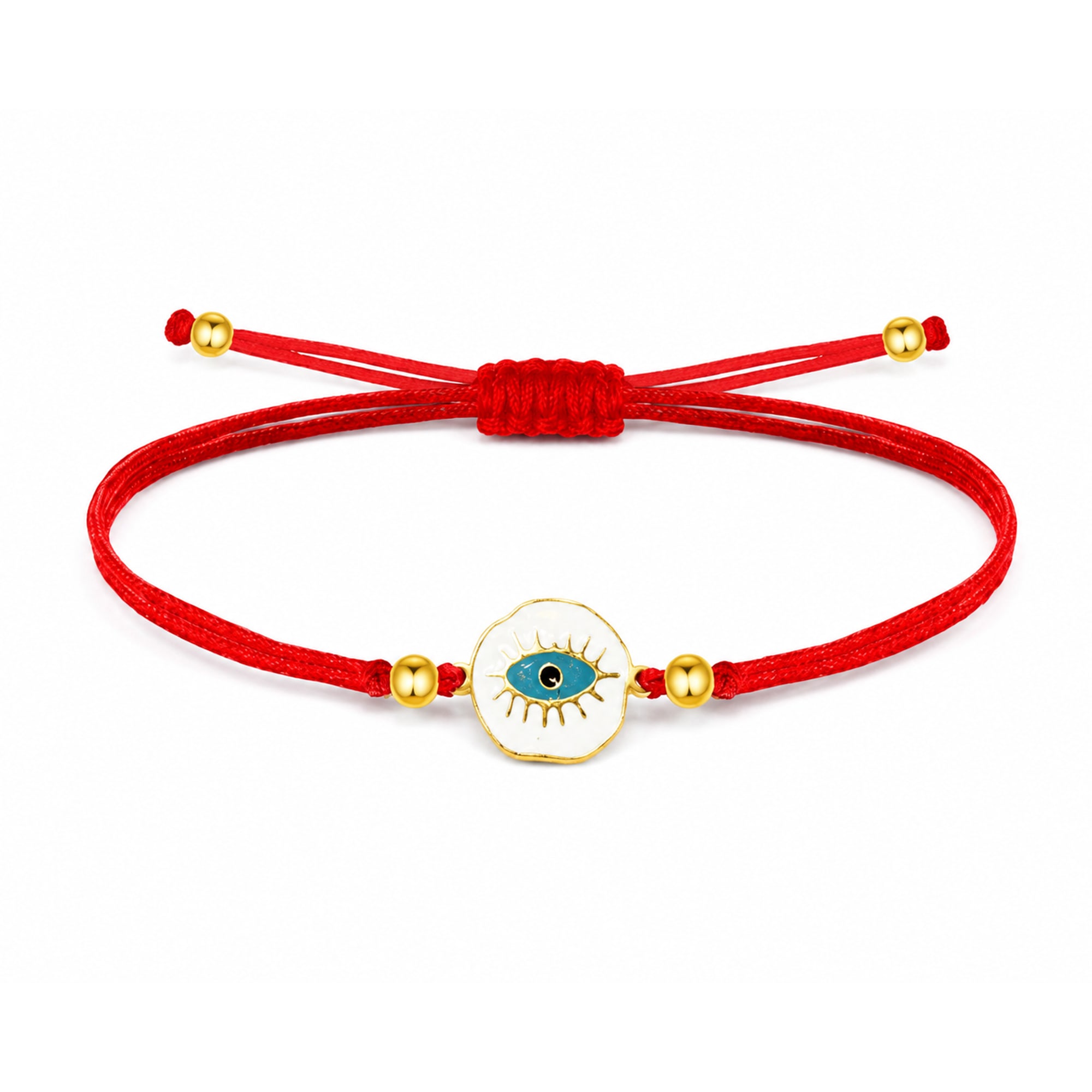 Pulsera Hilo encerado Rojo CON OJO TURCO Dorado