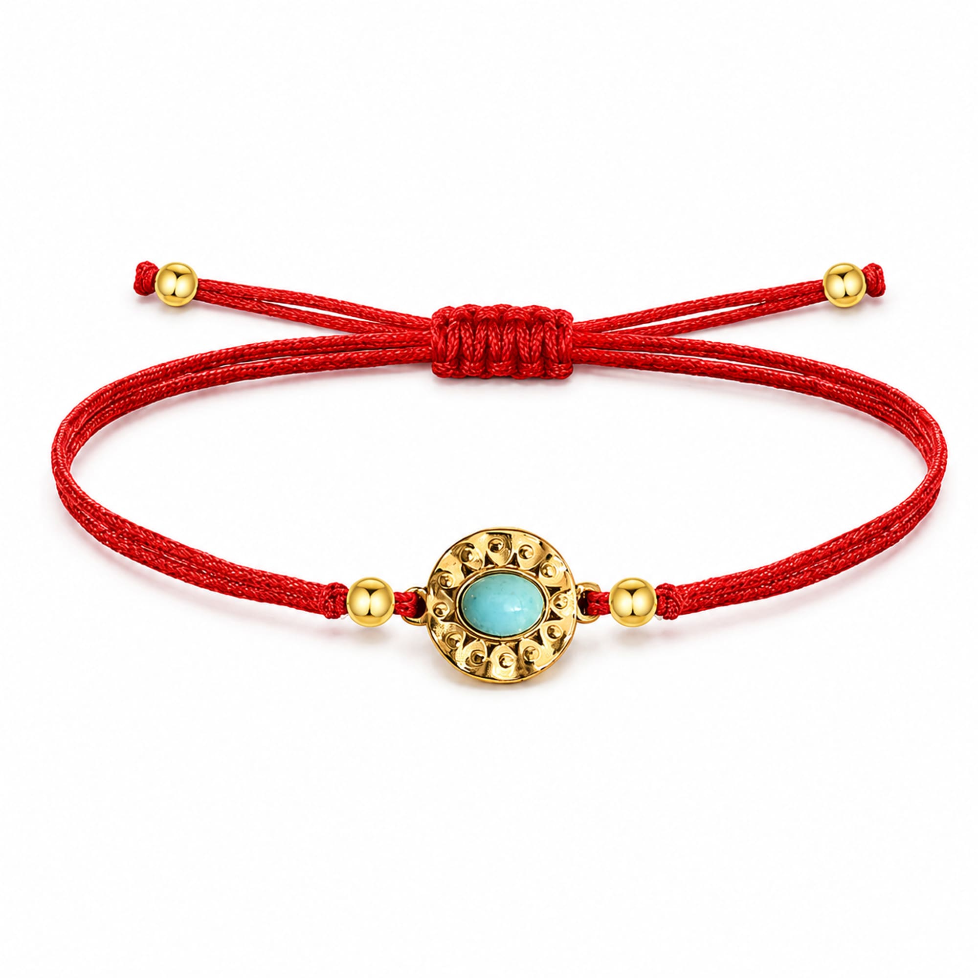 Pulsera Hilo encerado Rojo CON OJO TURCO Dorado