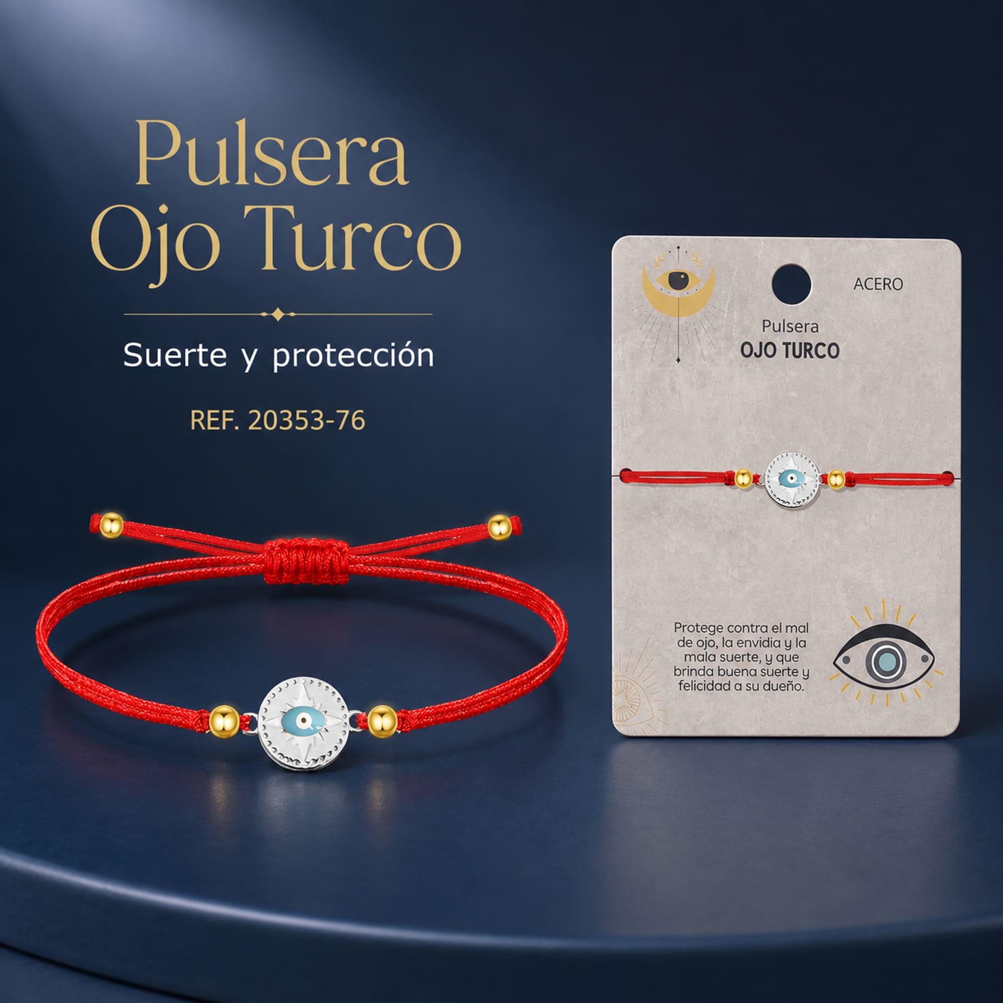 Pulsera Hilo encerado Rojo CON OJO TURCO Plateado