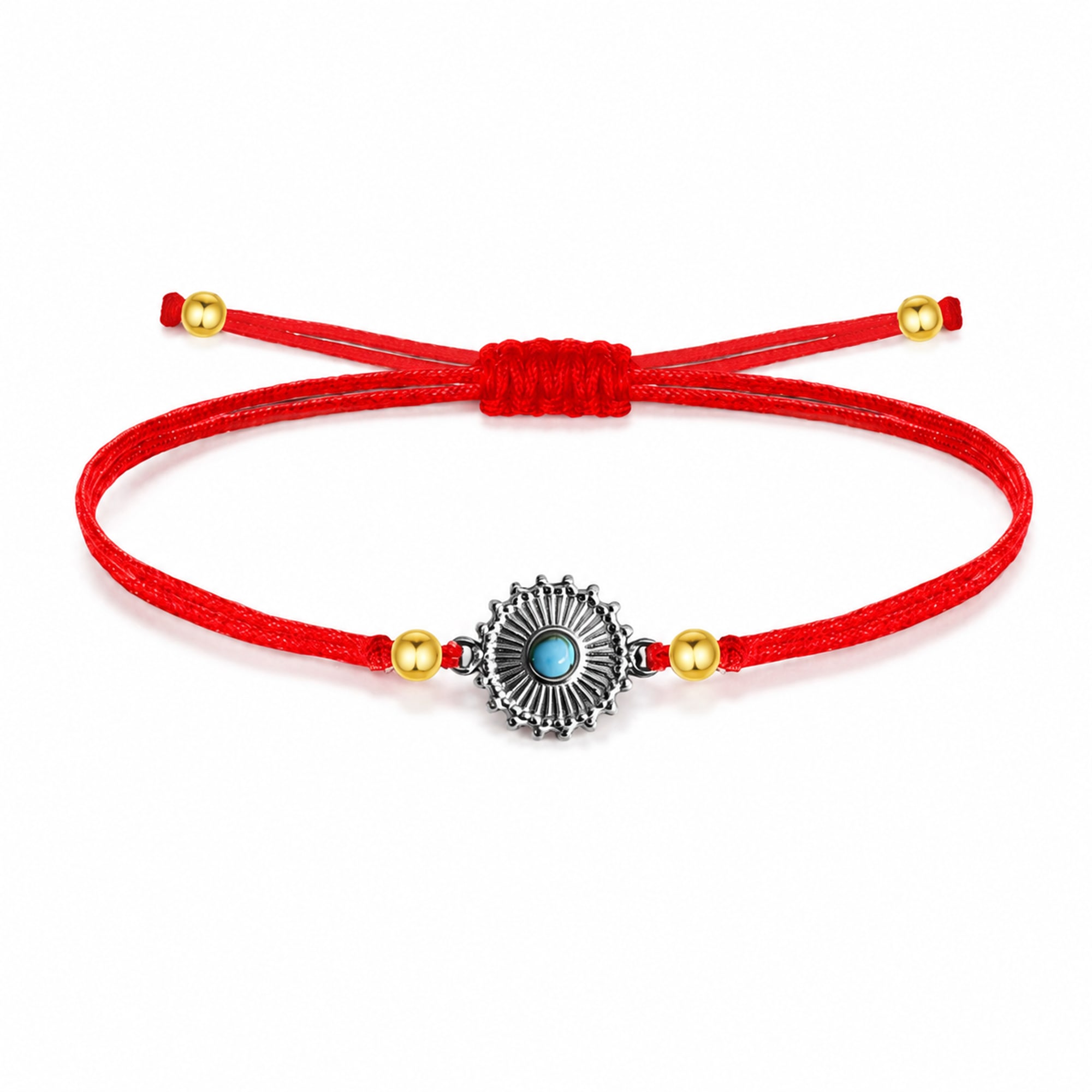 Pulsera Hilo encerado Rojo CON OJO TURCO Plateado