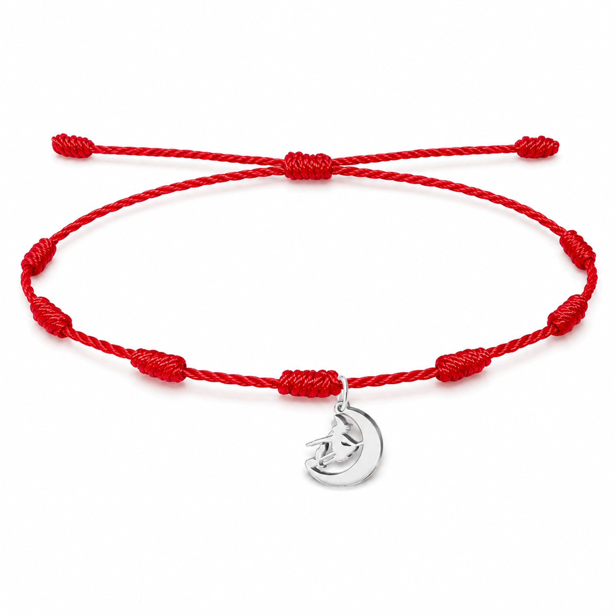 PULSERA 7 NUDOS CON BRUJA COLOR PLATEADO