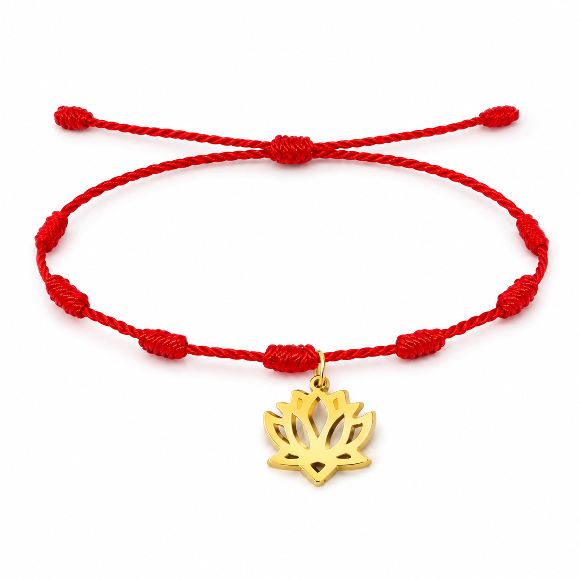 PULSERA 7 NUDOS CON FLOR DE LOTO COLOR DORADO