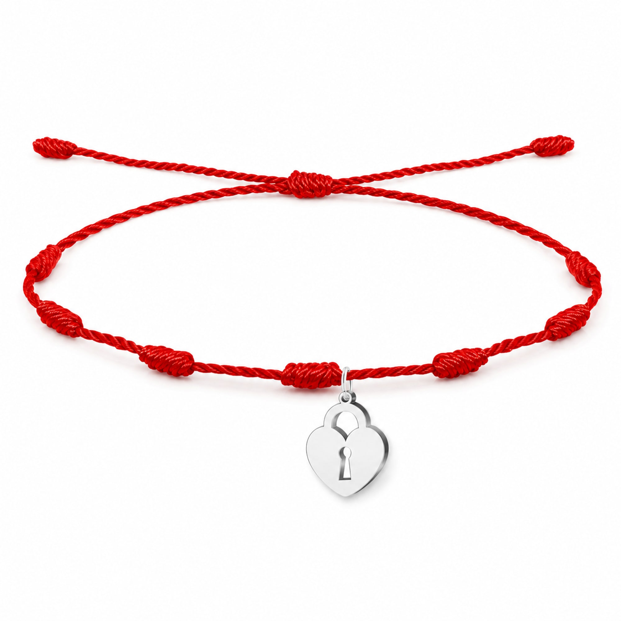 PULSERA 7 NUDOS CON CANDADO COLOR PLATEADO