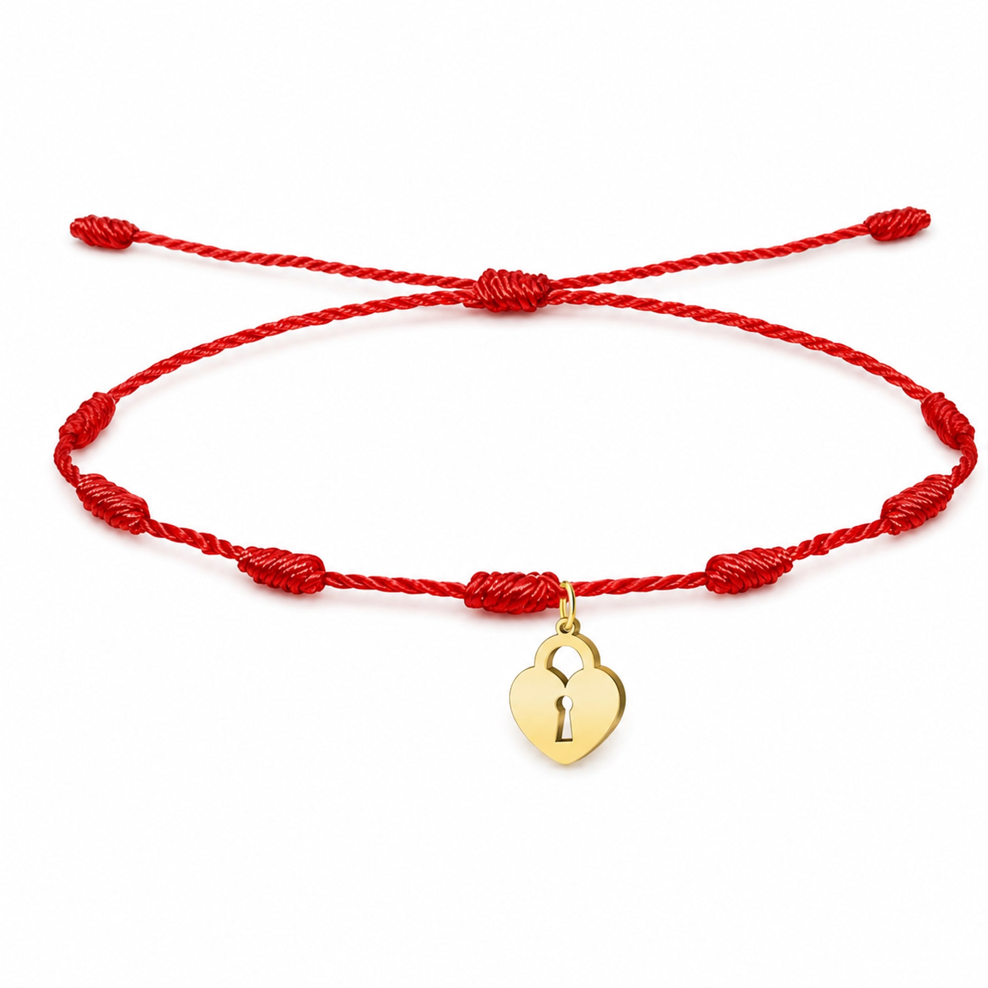 PULSERA 7 NUDOS CON CANDADO COLOR DORADO