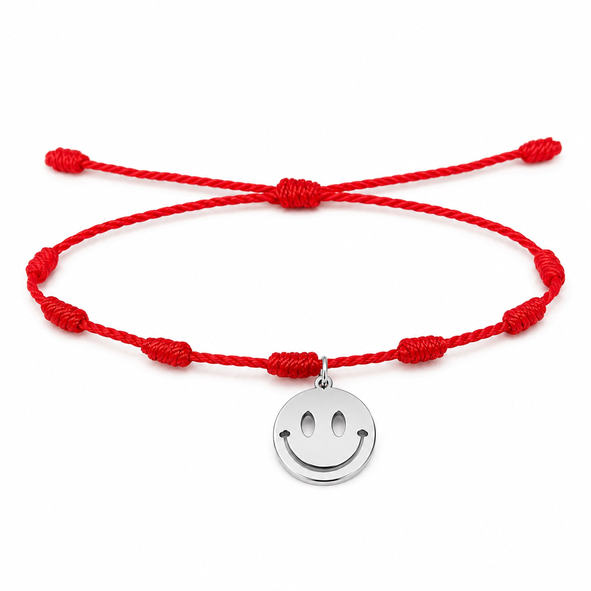 PULSERA 7 NUDOS CON CARA SONRIENTE COLOR PLATEADO