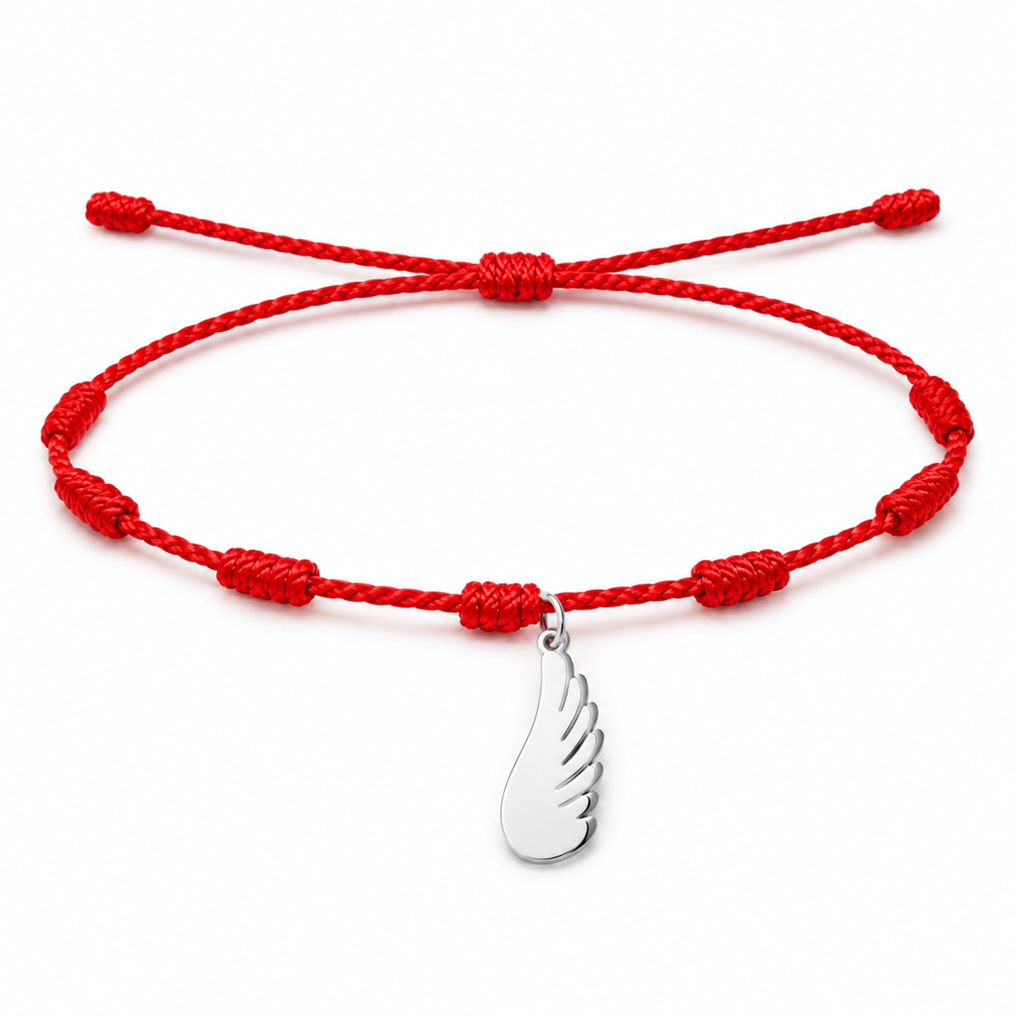 PULSERA 7 NUDOS CON ALA DE ANGEL COLOR PLATEADO