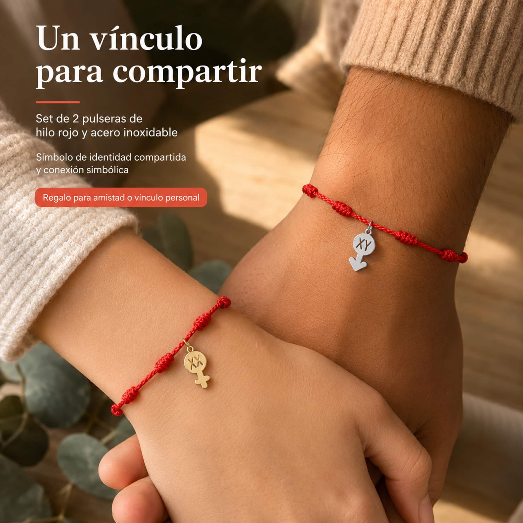 2 PULSERA 7 NUDOS CON CROMOSOMA ACERO