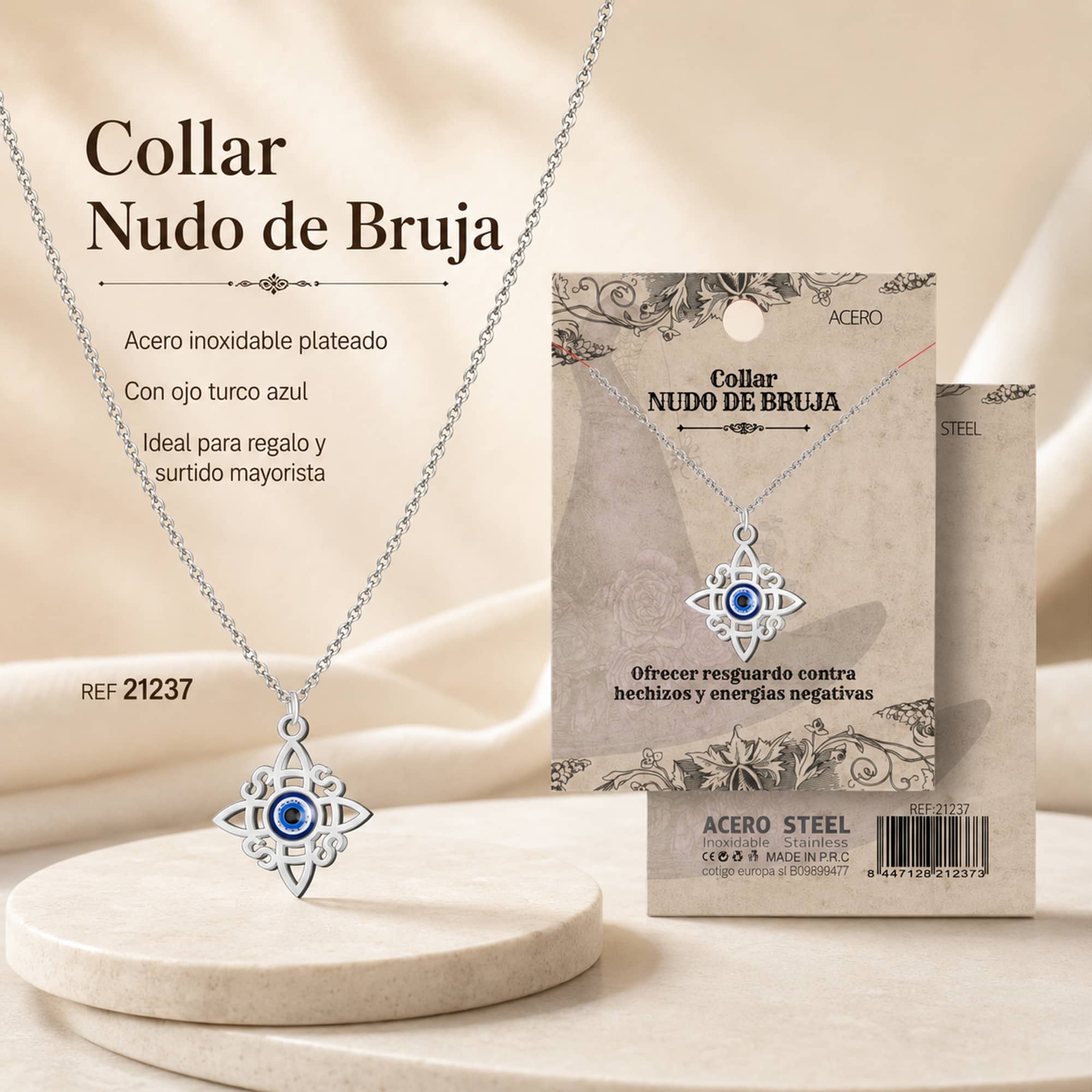 COLGANTE NUDO BRUJA ACERO PLATEADO
