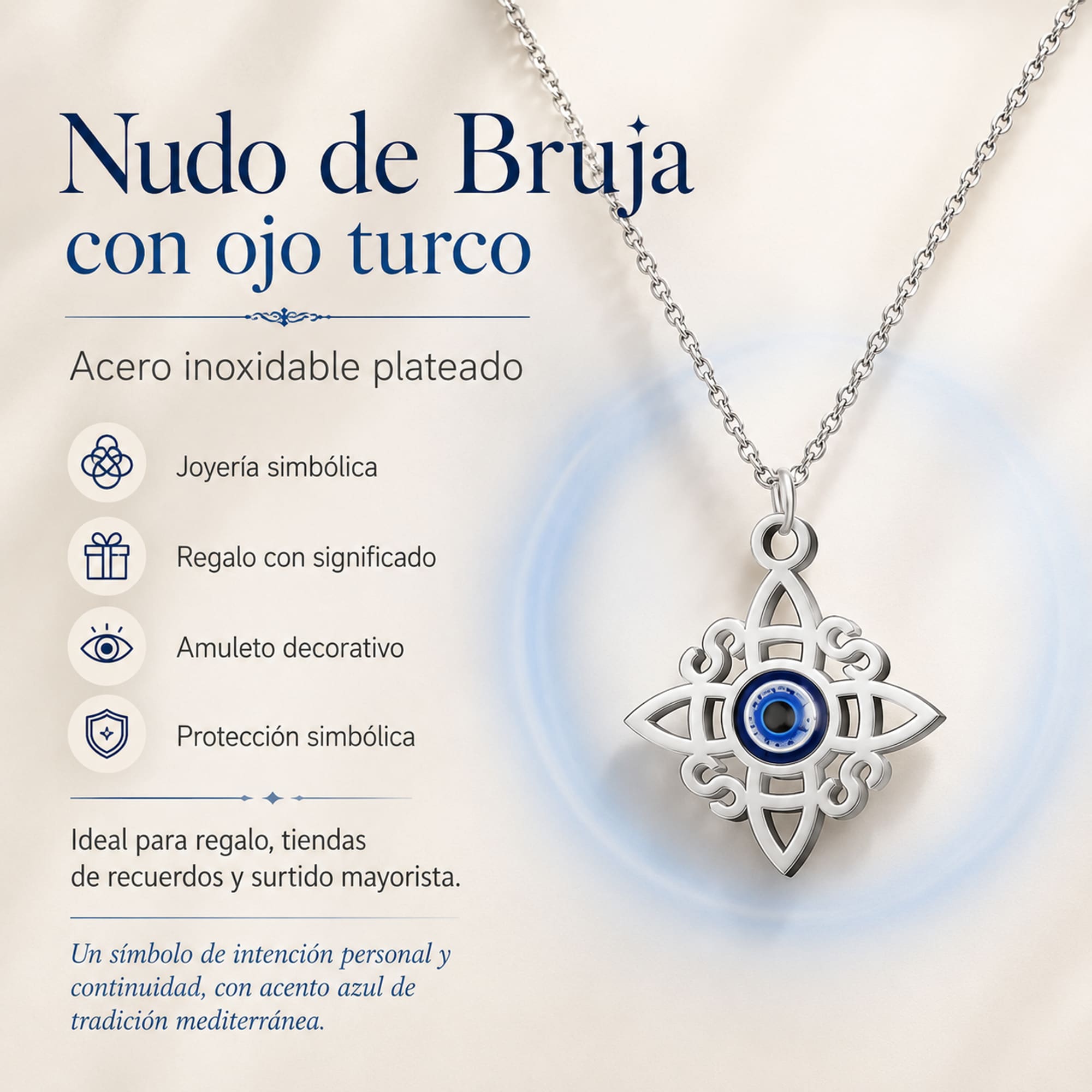 COLGANTE NUDO BRUJA ACERO PLATEADO