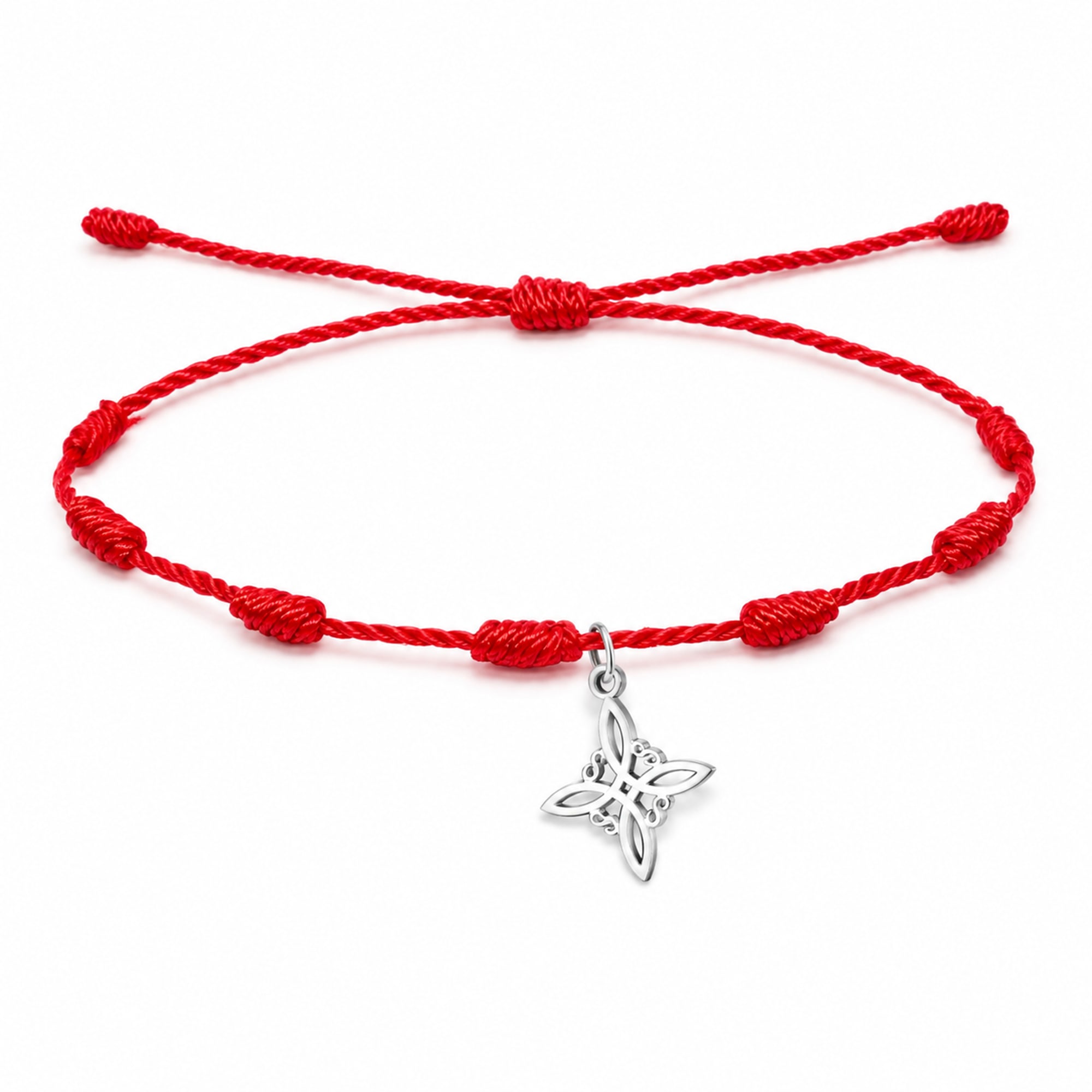 PULSERA 7 NUDOS CON NUDO DE BRUJA ACERO PLATEADO