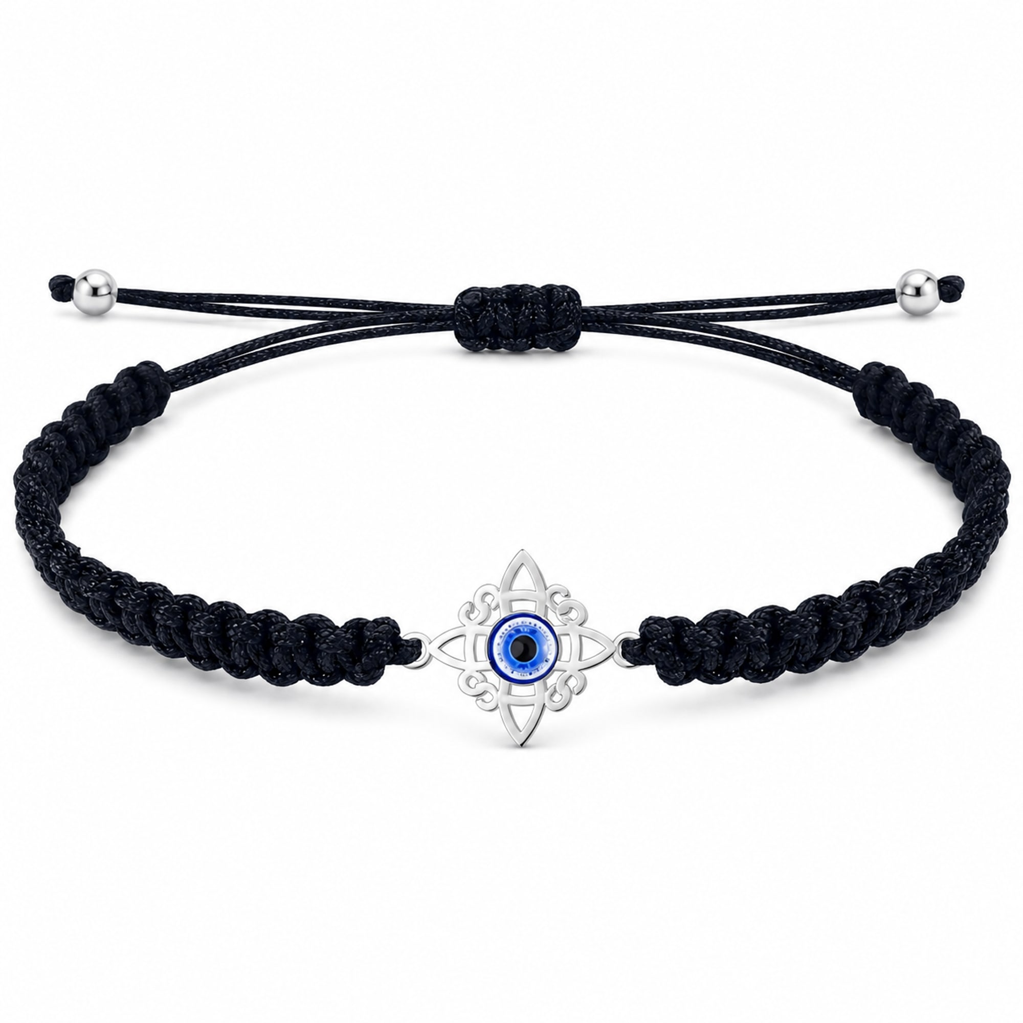 PULSERA HILO DESTINO CON NUDO DE BRUJA ACERO PLATEADO