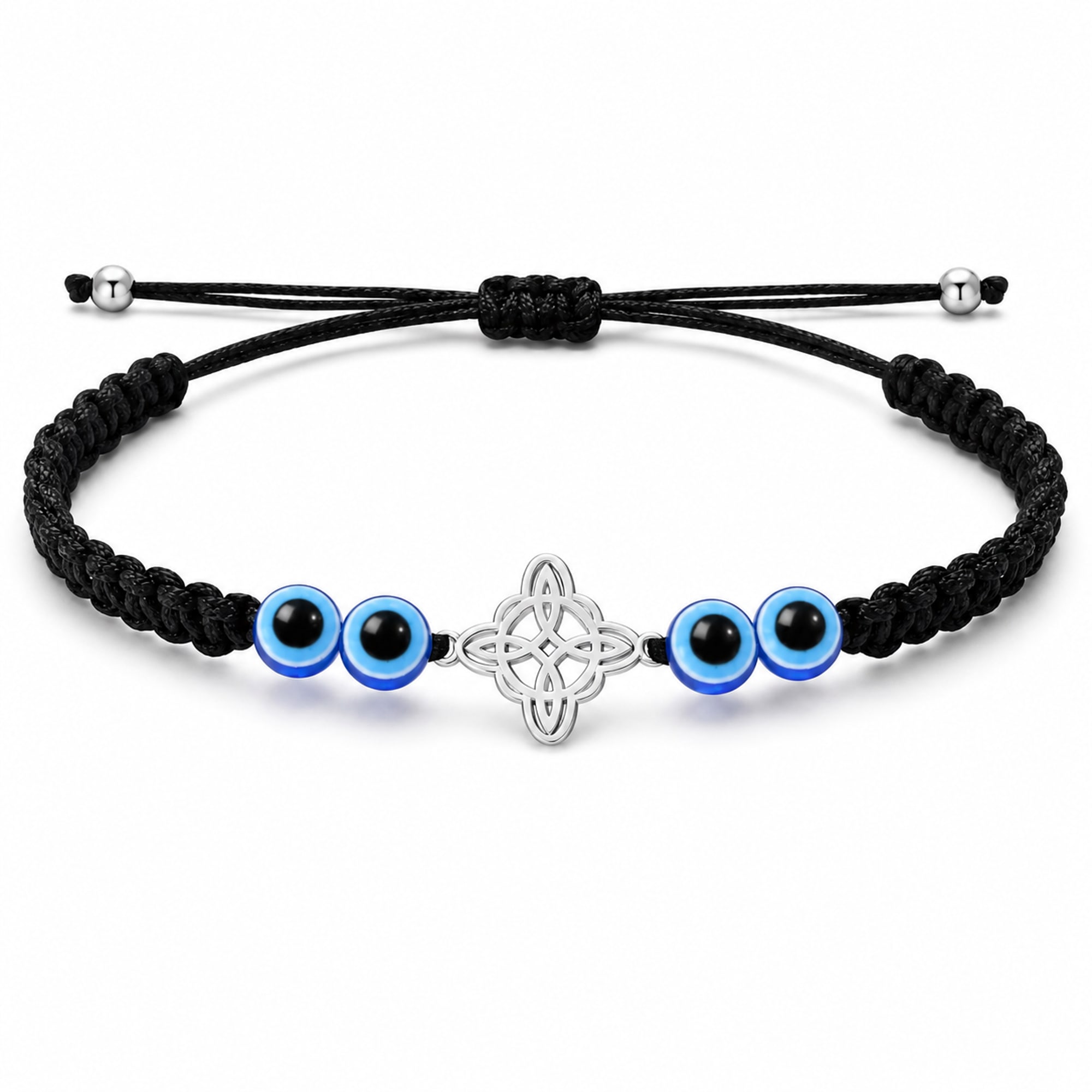 PULSERA HILO DESTINO CON OJO DE TUCO YNUDO DE BRUJA ACERO PLATEADO