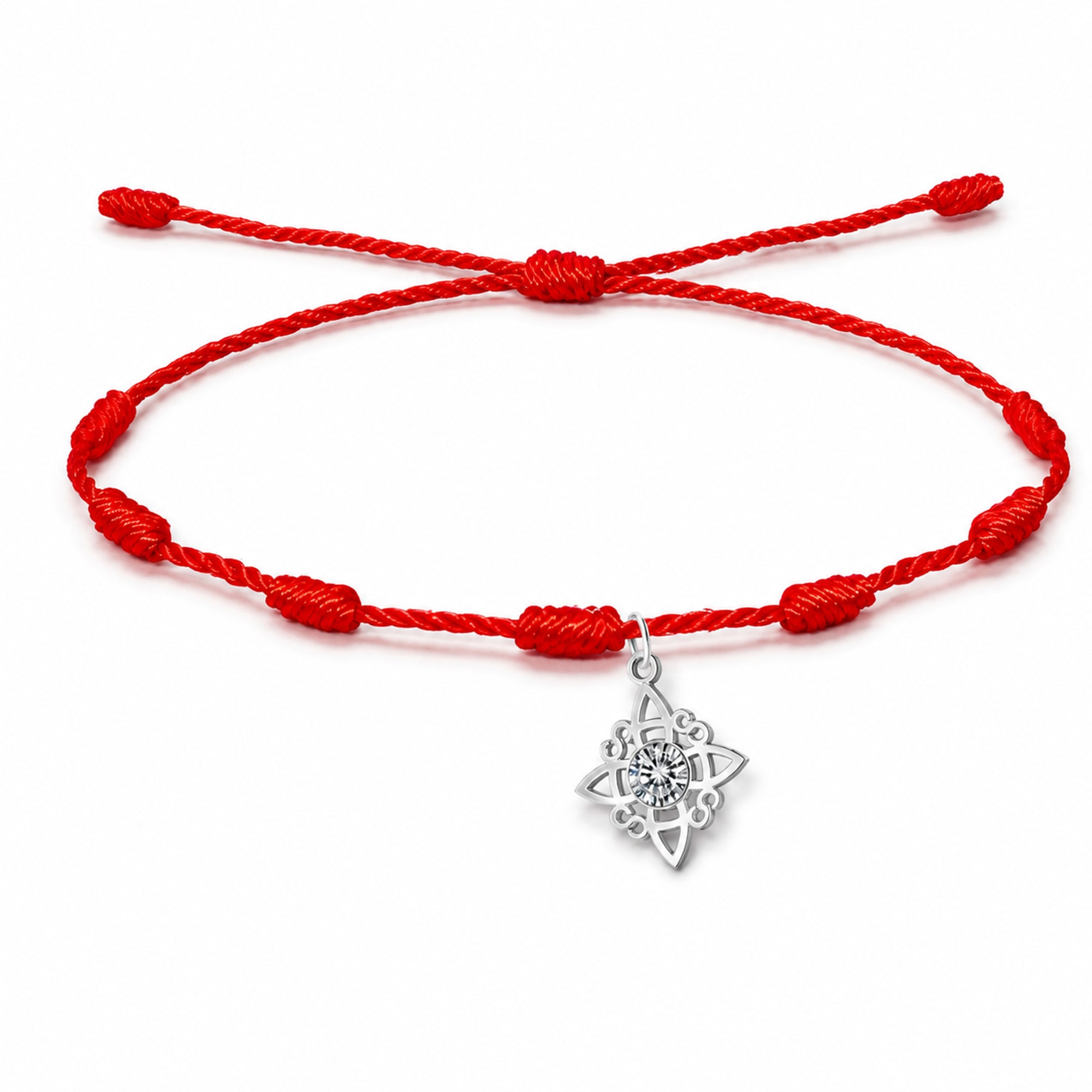 PULSERA 7 NUDOS CON NUDO DE BRUJA ACERO PLATEADO
