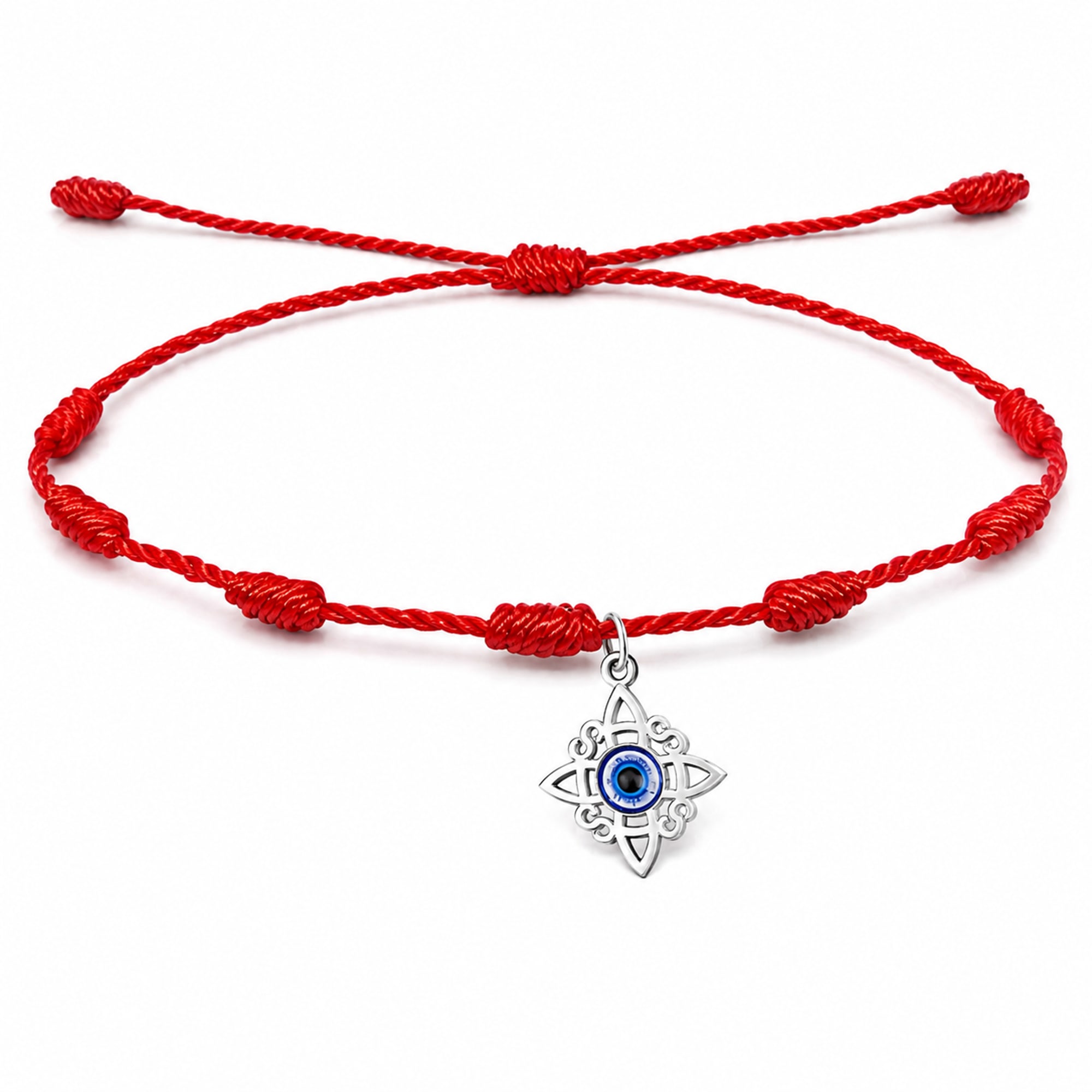 PULSERA 7 NUDOS CON NUDO DE BRUJA ACERO PLATEADO