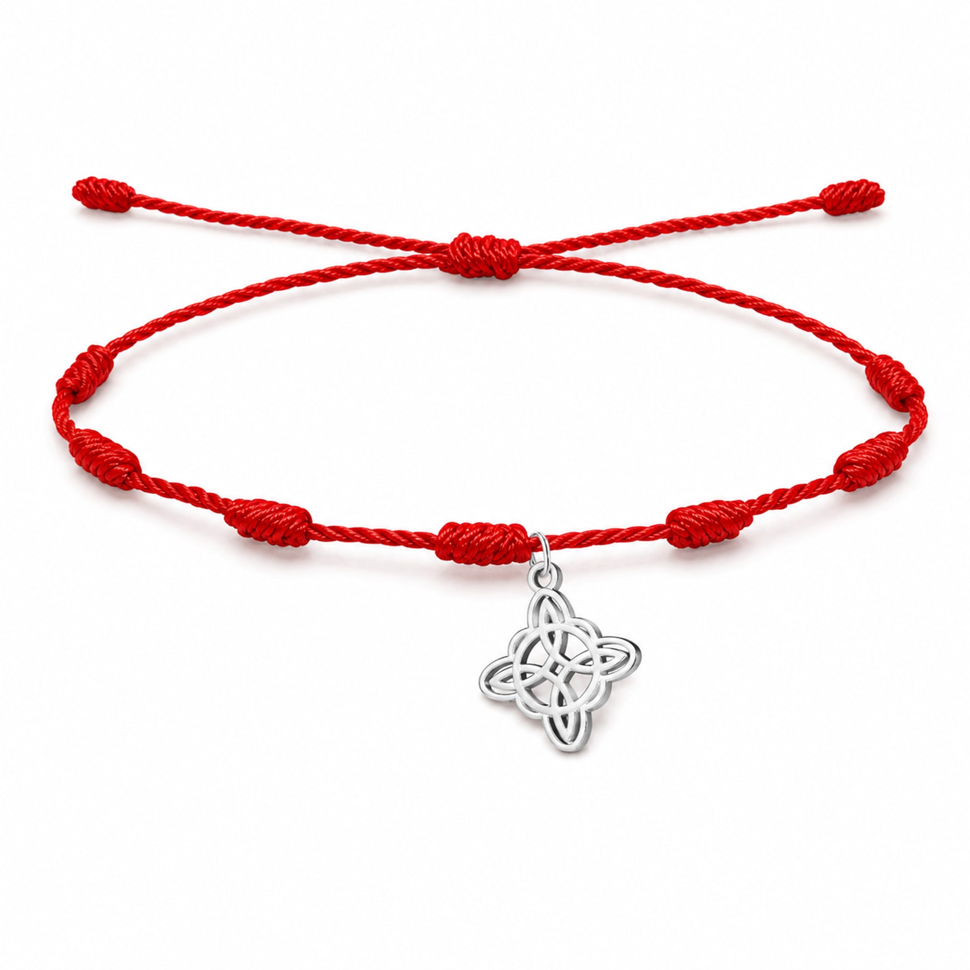 PULSERA 7 NUDOS CON NUDO DE BRUJA ACERO PLATEADO