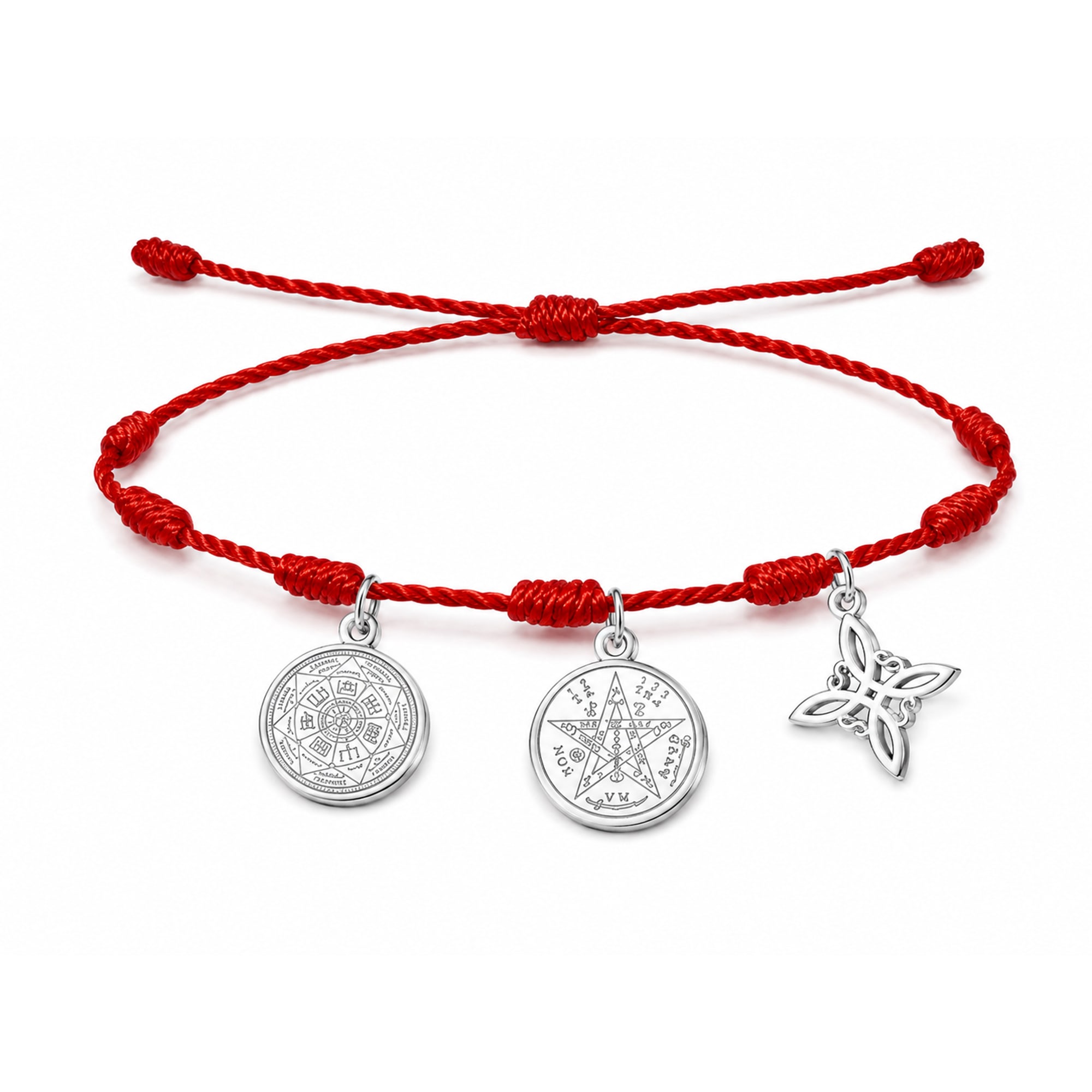 PULSERA 7 NUDOS CON TETRAGRAMMATON  NUDO DE BRUJA Y 7 ARCÁNGELES ACERO PLATEADO