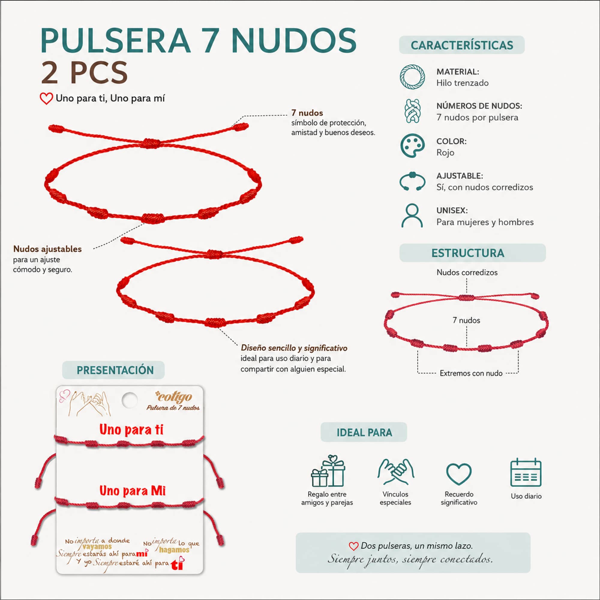 PULSERA 7 NUDOS 2 PCS