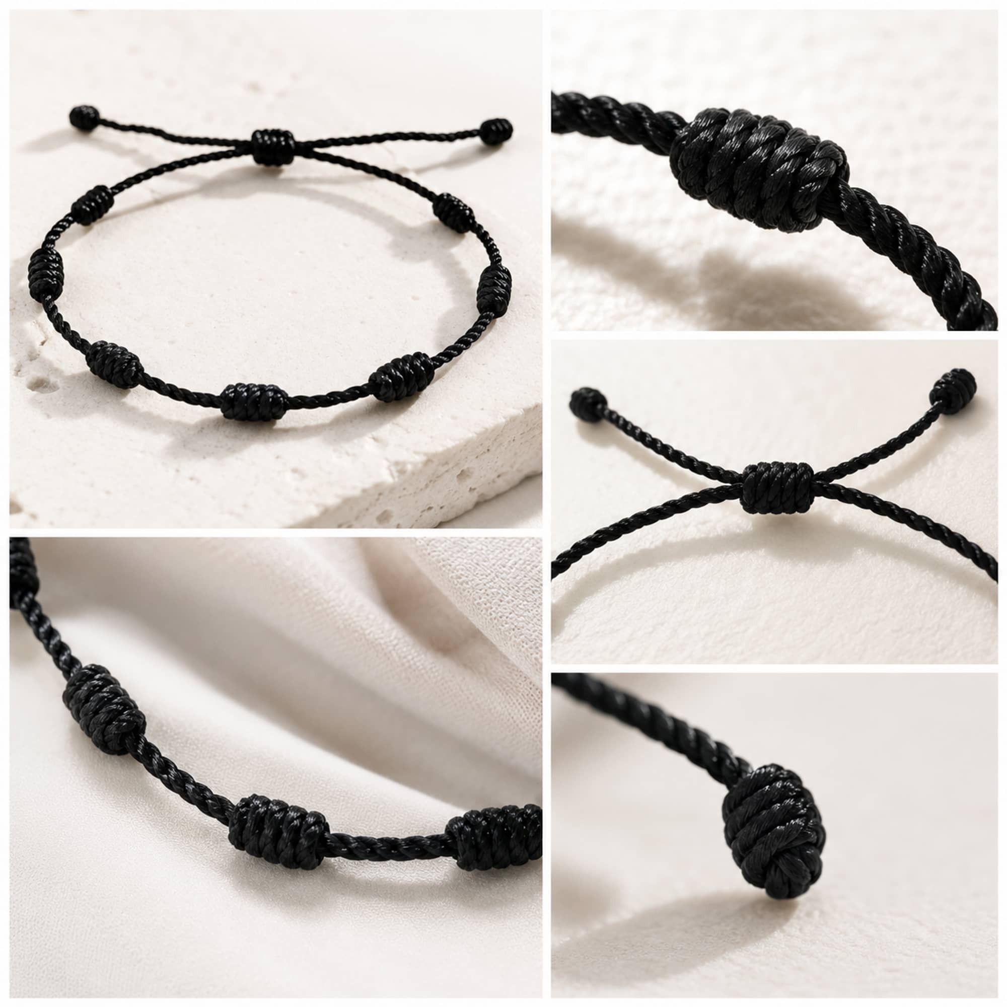 PULSERA 7 NUDOS COLOR NEGRO