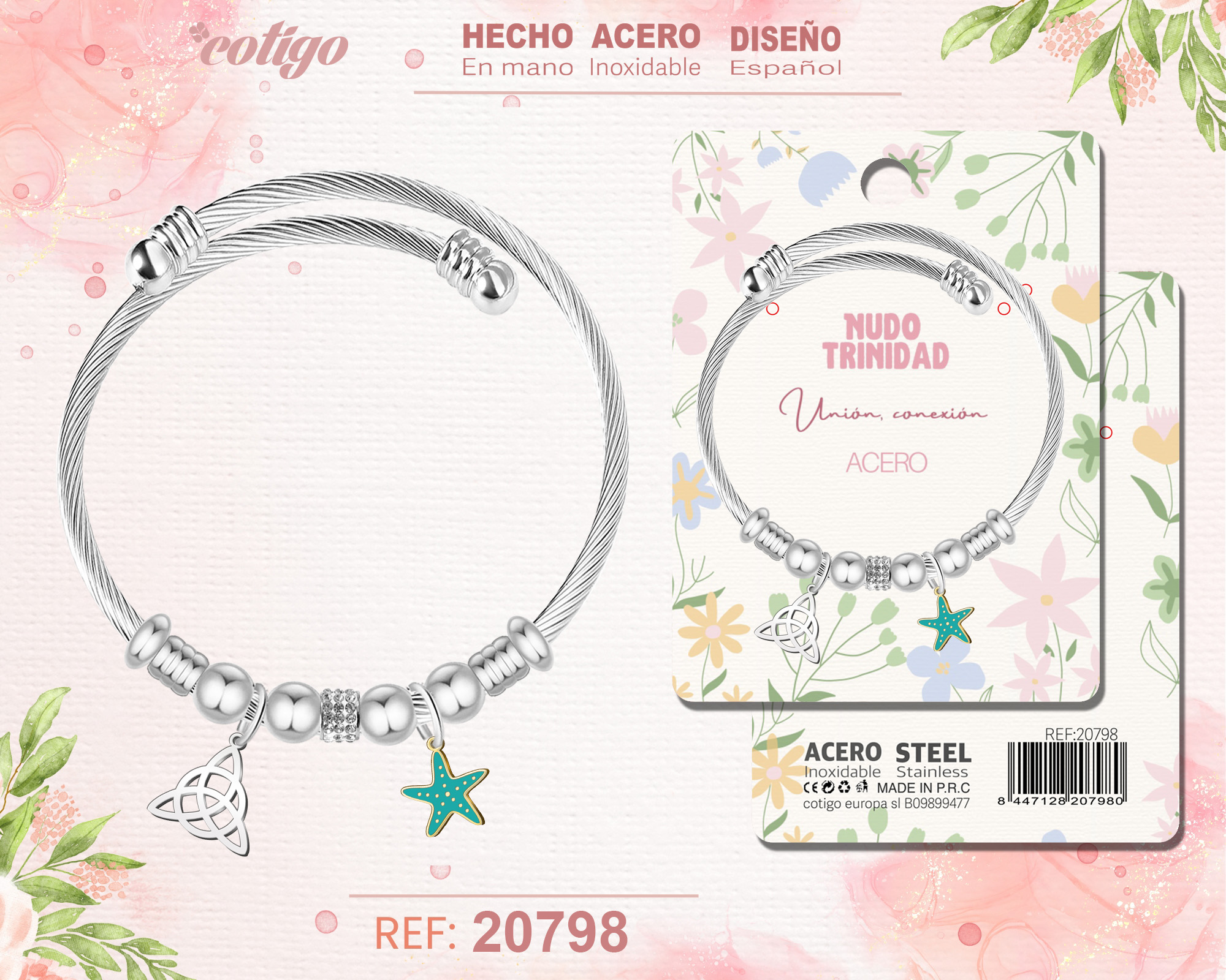 Brazalete Acero con: Nudo Trinidad