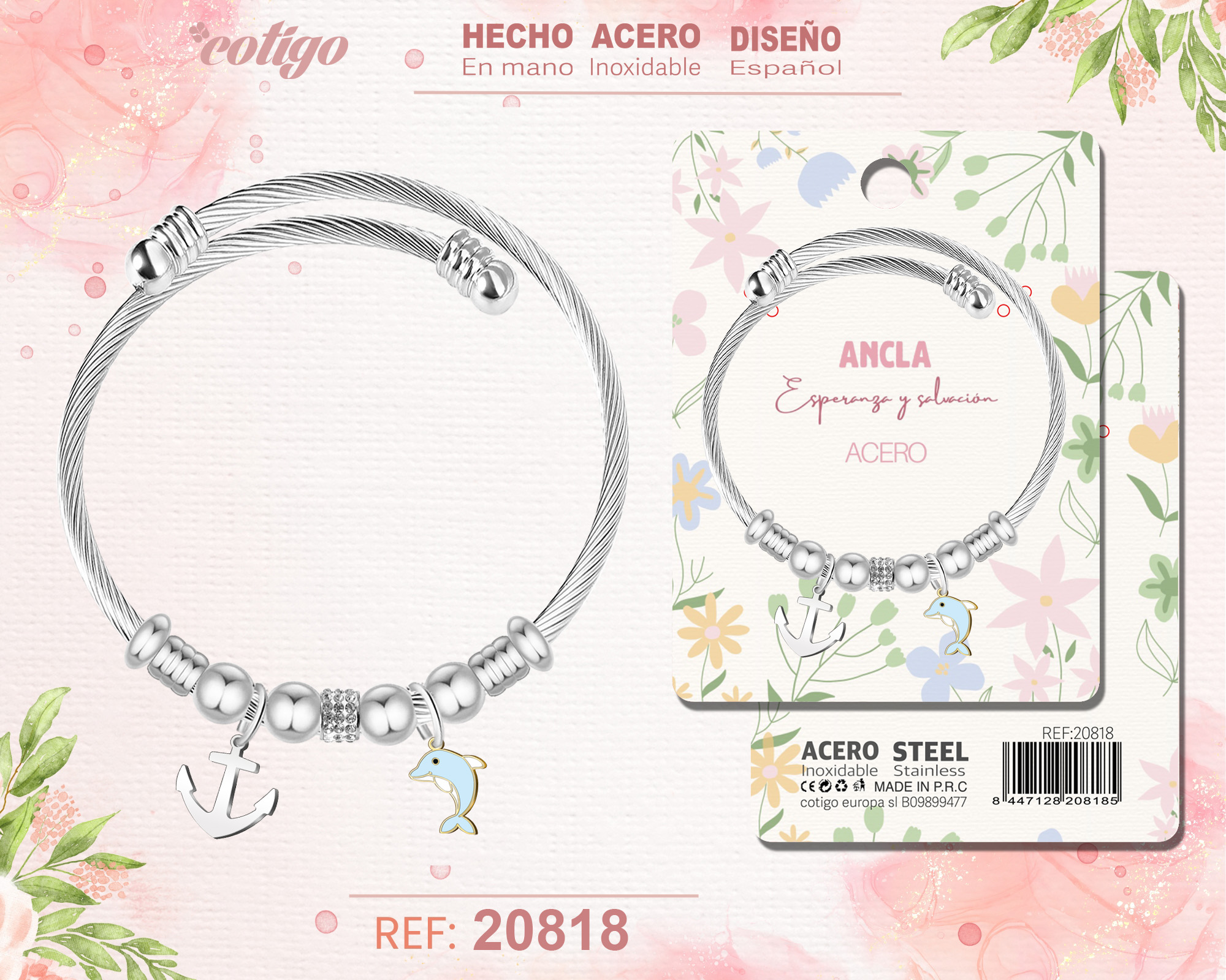 Brazalete Acero con: Ancla