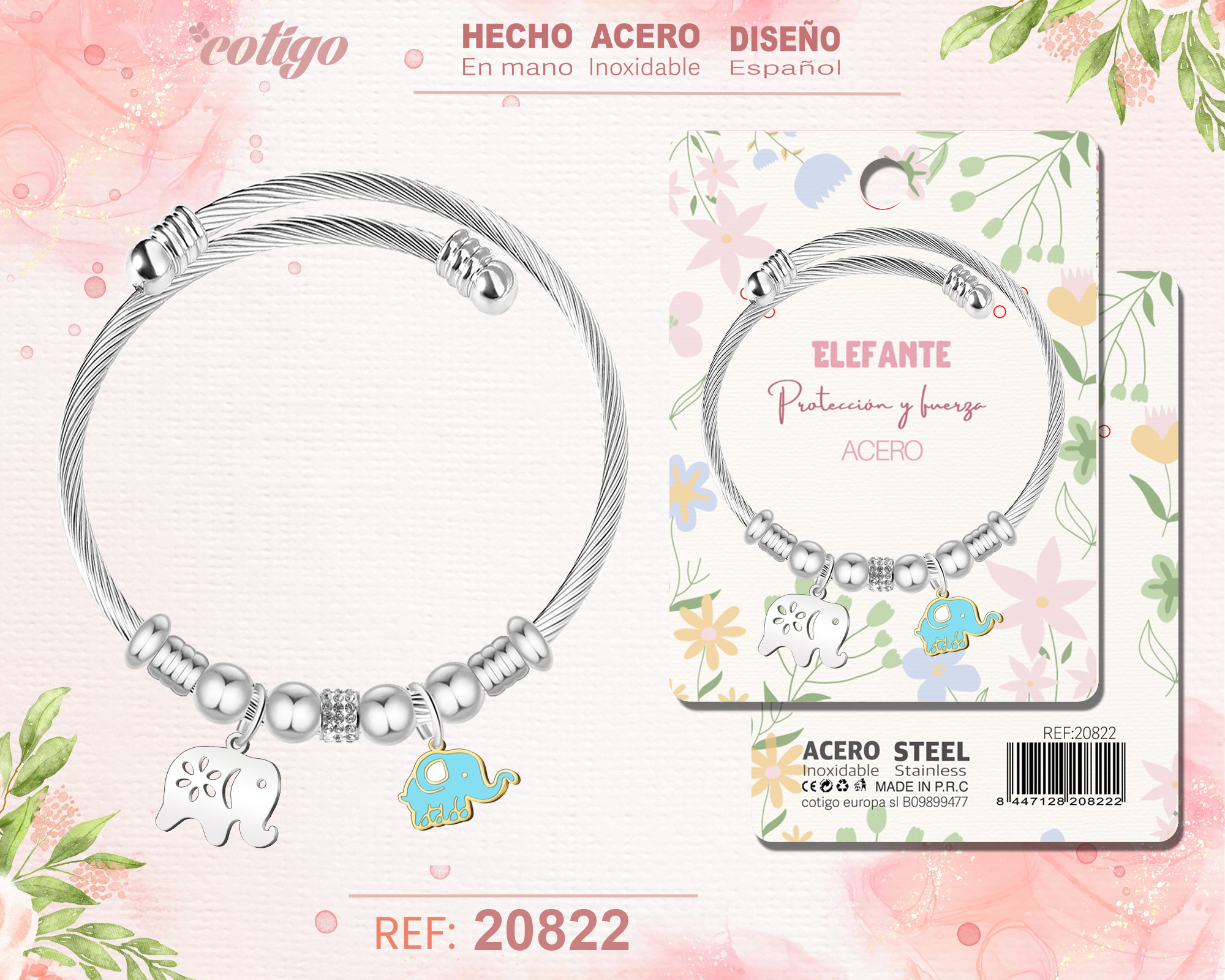Brazalete Acero con: Elefante