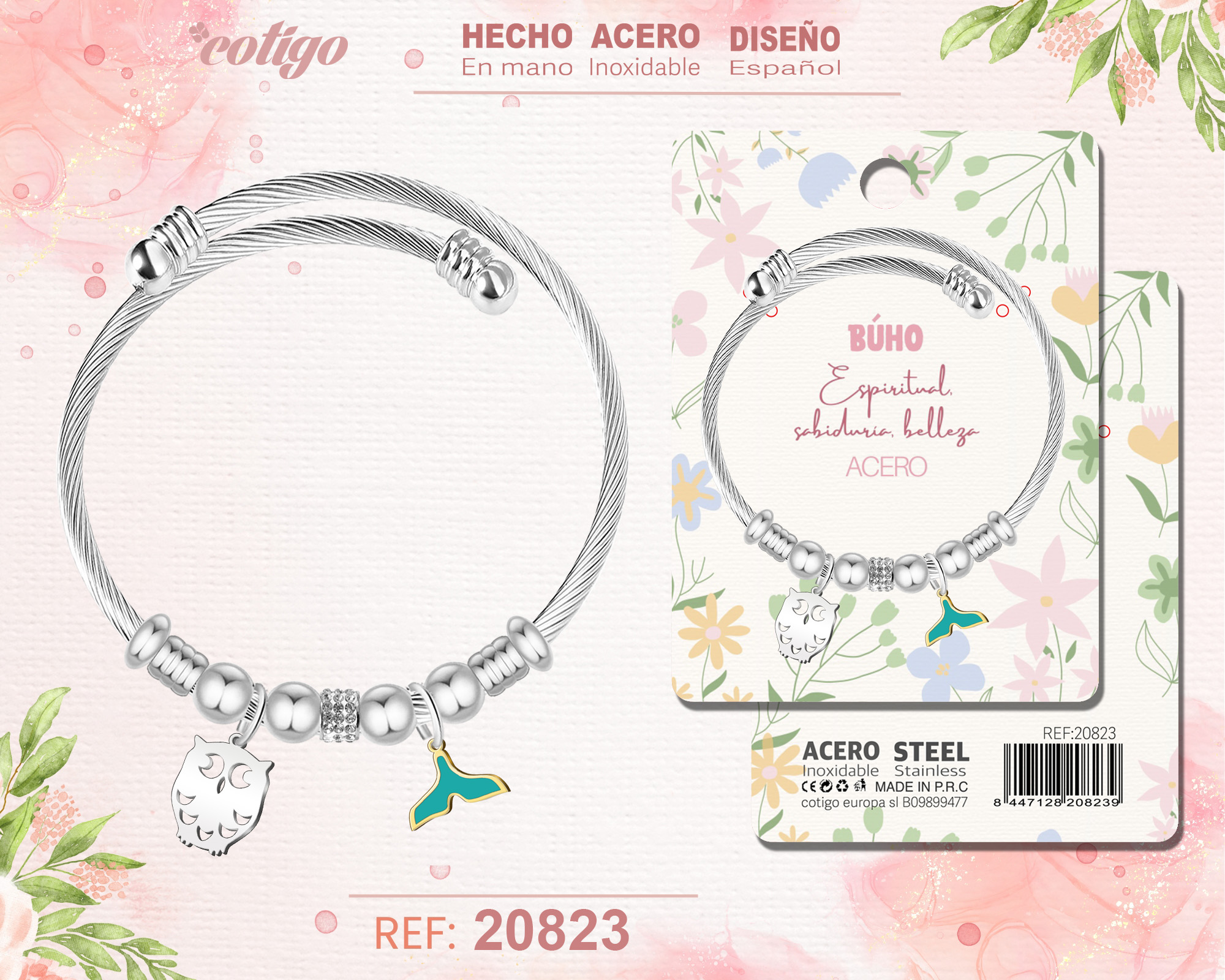 Brazalete Acero con: Buho