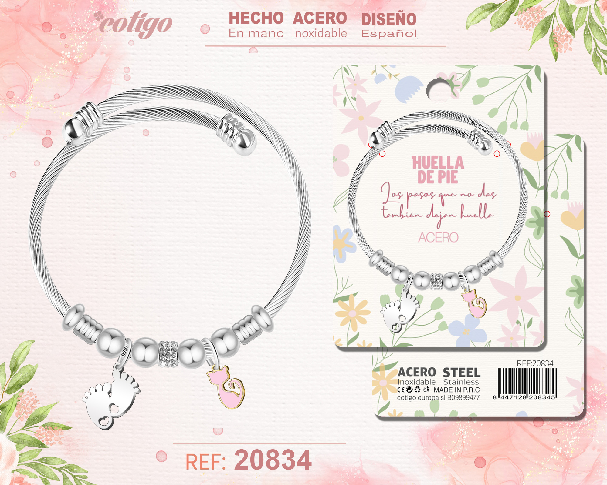 Brazalete Acero con: Pie