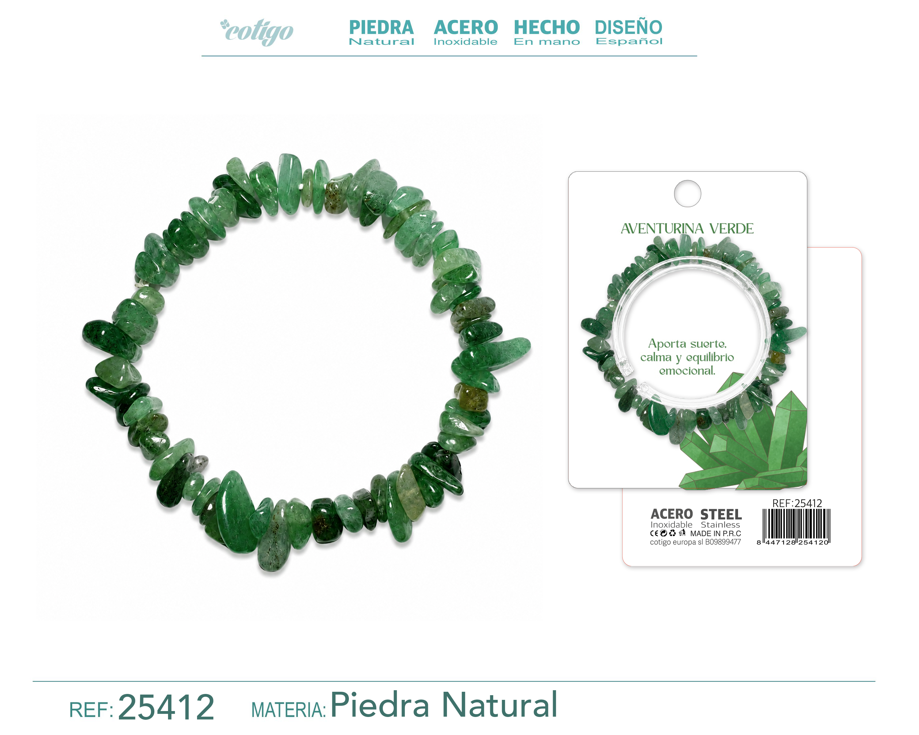 Pulsera Piedra natural Aventurina Verde