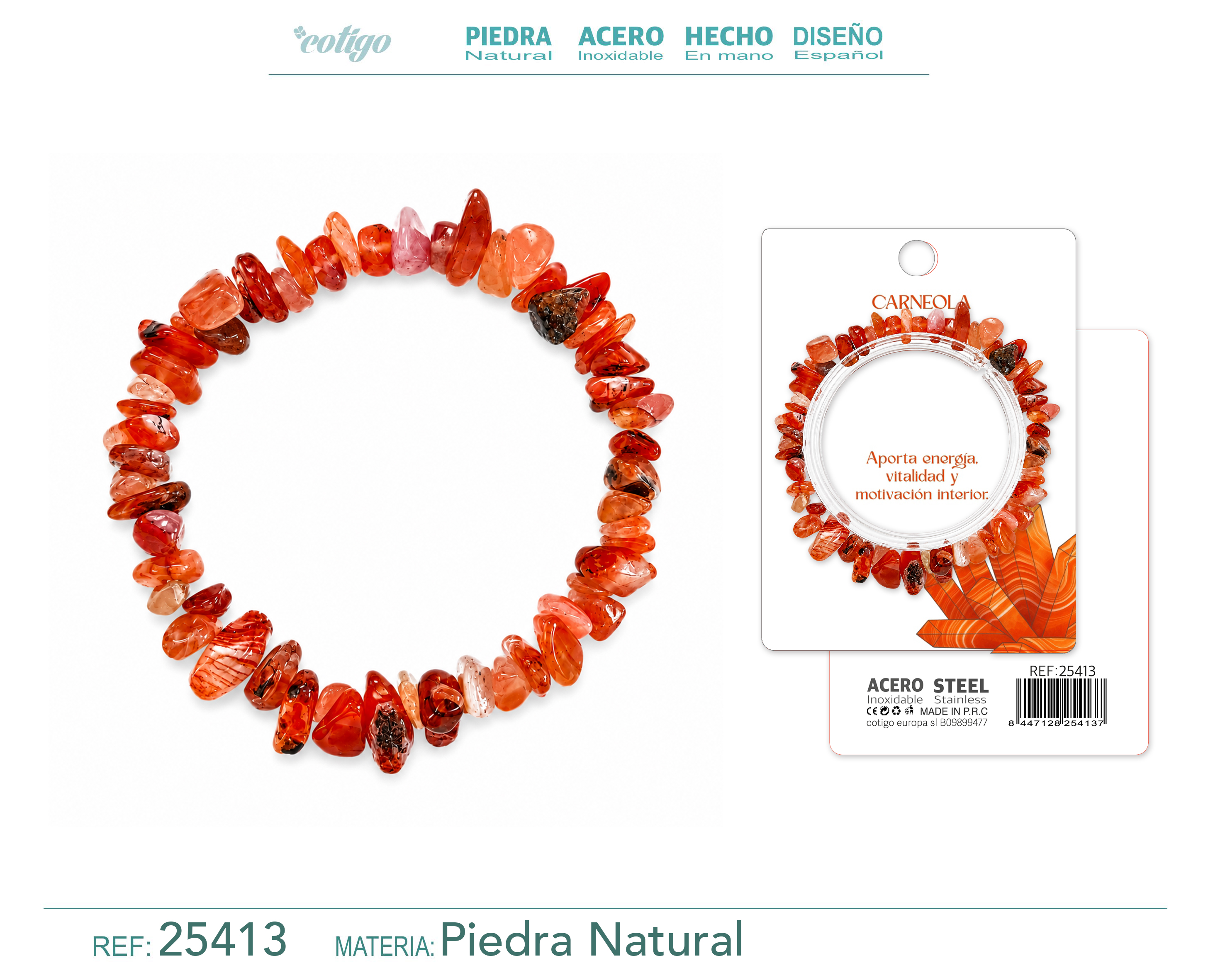 Pulsera Piedra natural Carneola