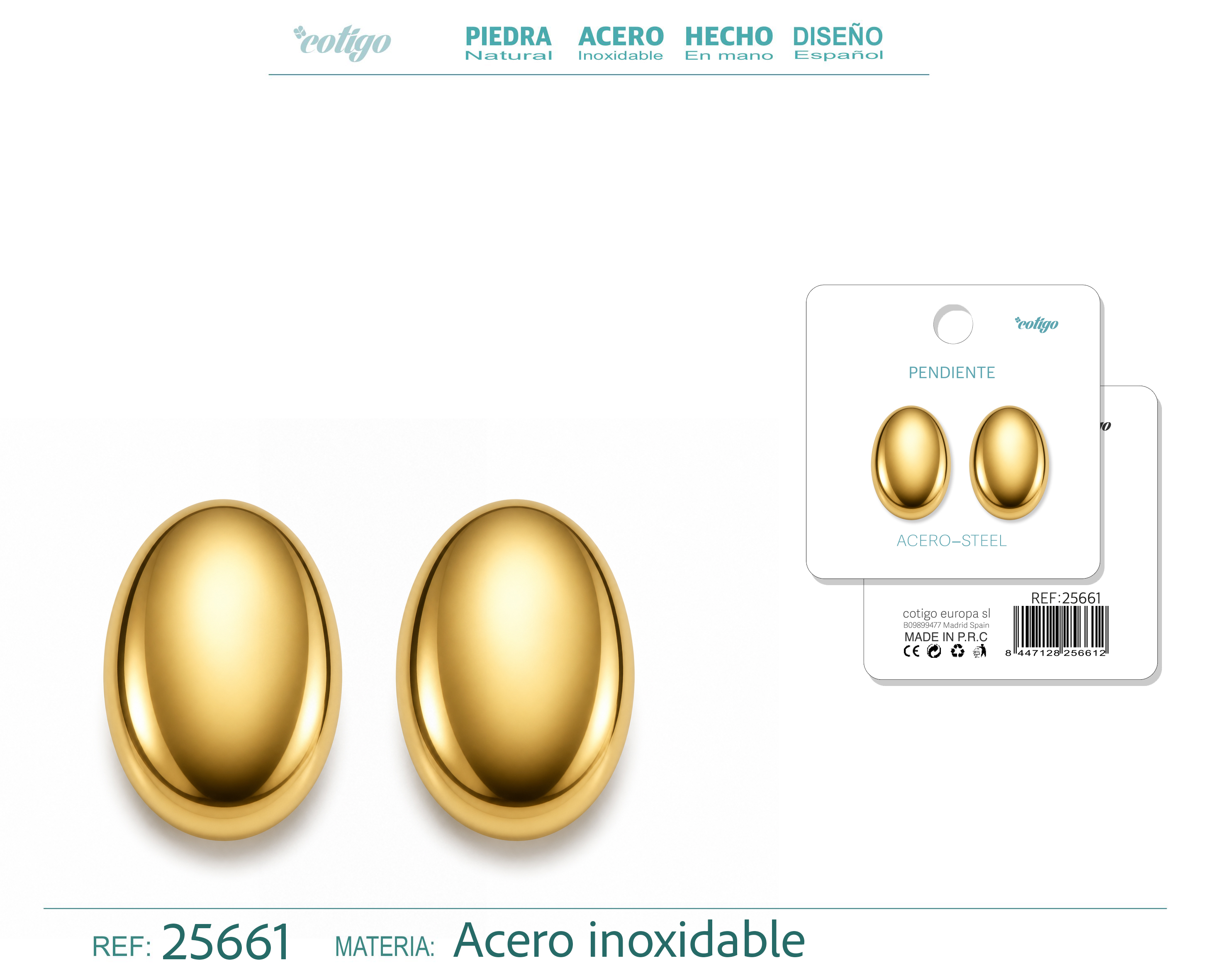 Pendiente Acero Inoxidable color Dorado